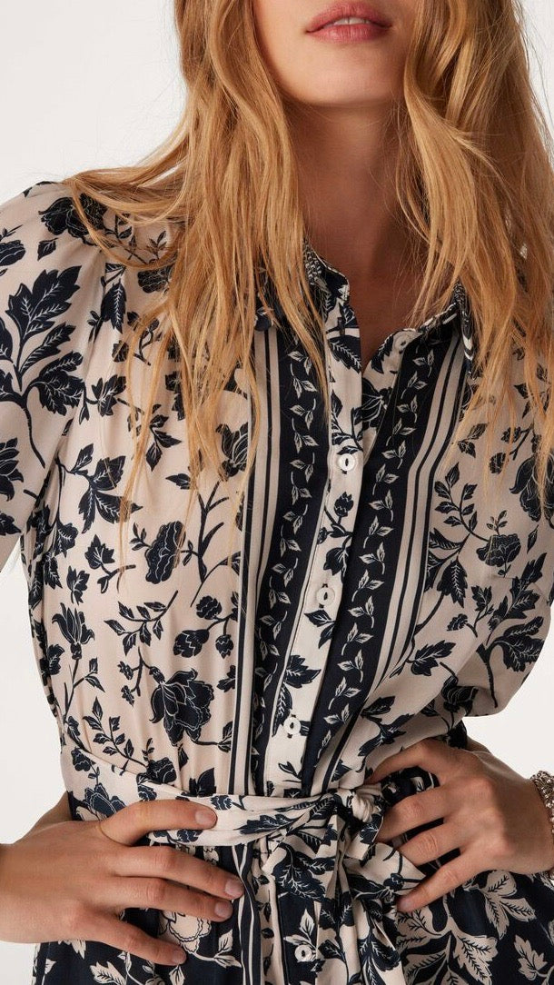 ROBE CHEMISE TAILLE ELASTIQUE IMPRIMÉÉ HELLA BASH ENCRE