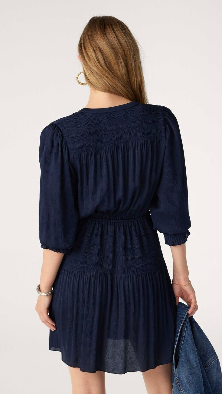 ROBE COURTE PLISSEE BASH KOSEE BLEU NUIT