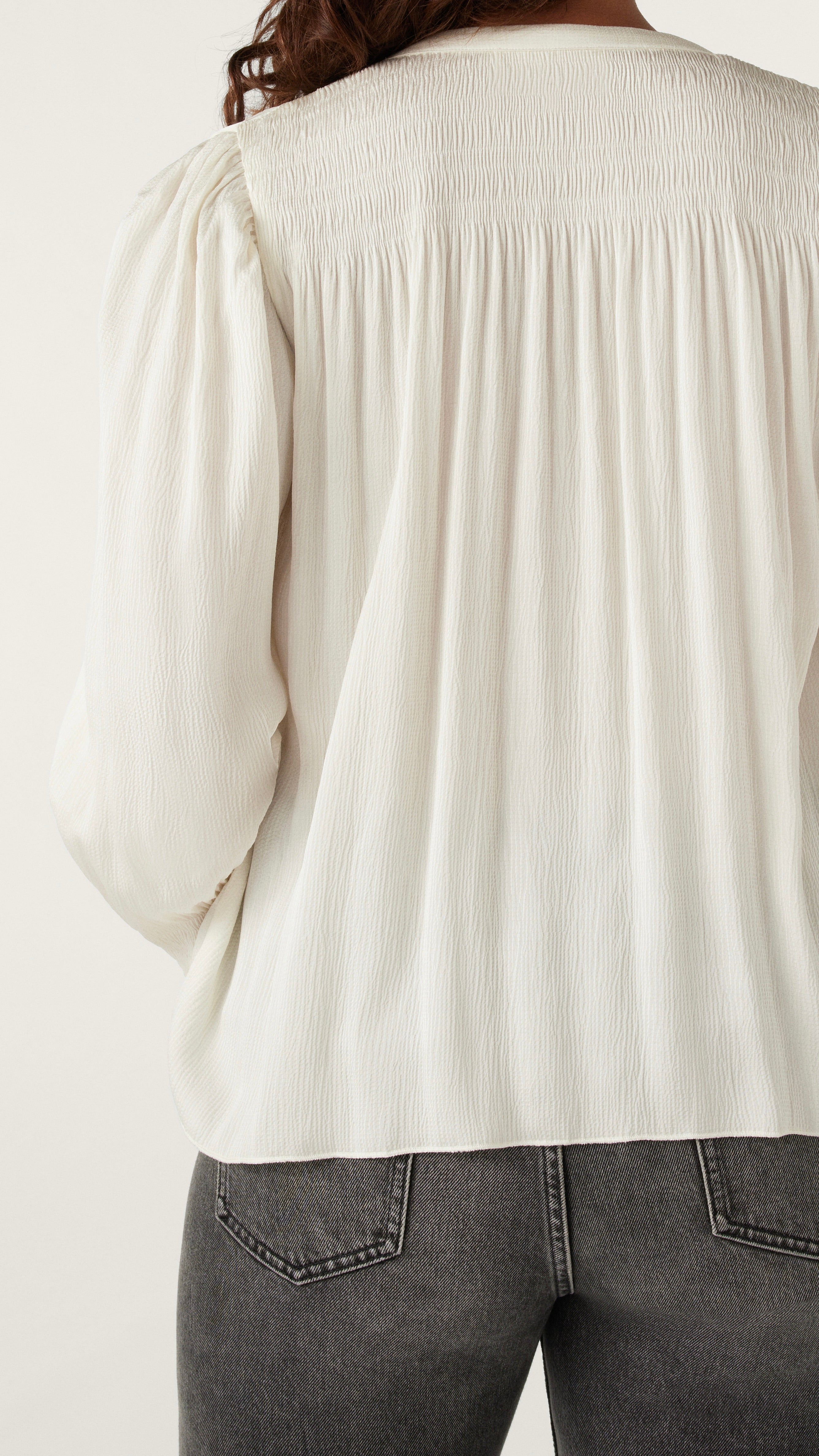 BLOUSE SMOCKES PLISSEE BASH KRIZI ECRU