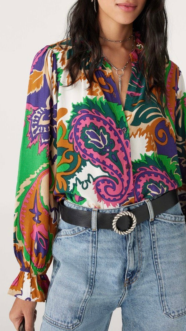BLOUSE IMPRIMÉE MULTIPLE BASH NATSY VERT