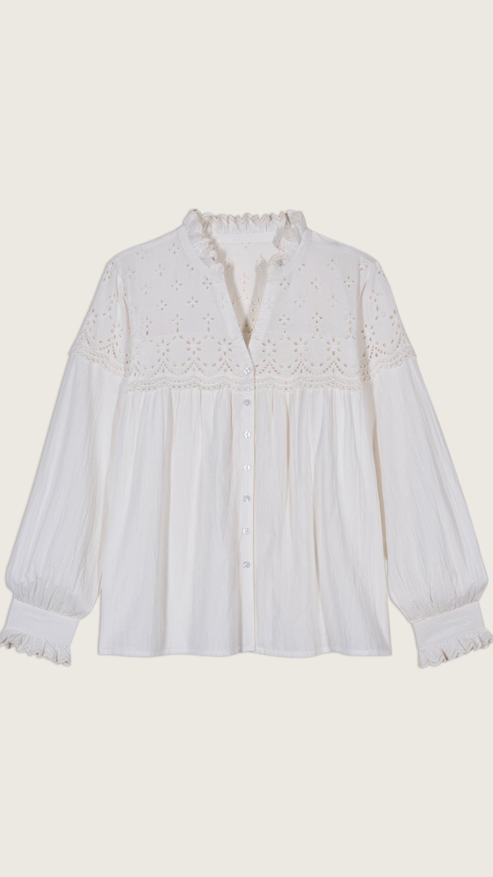 CHEMISE EN BRODERIE ANGLAISE ECRU BASH SARAH