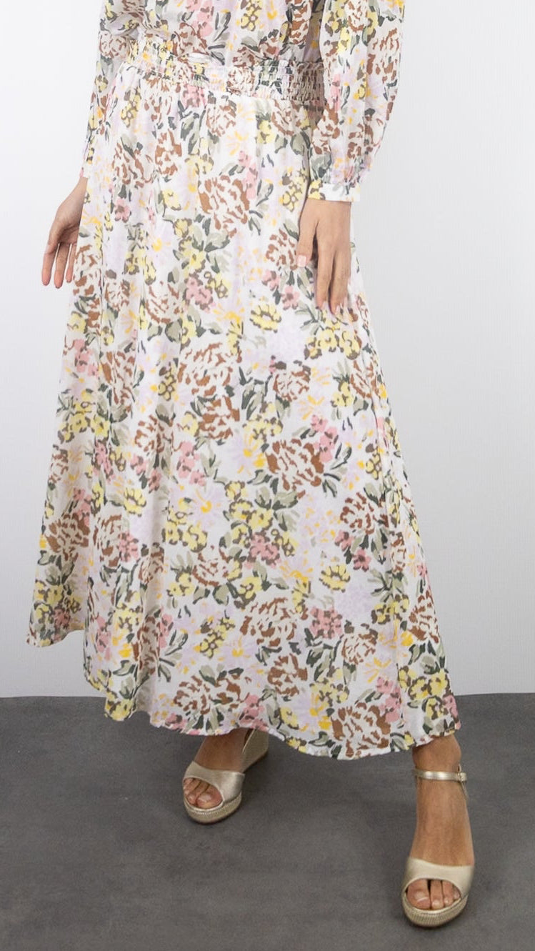 JUPE LONGUE IMPRIME EN VOILE DE COTON FEMME DES PETITS HAUTS ROXIE