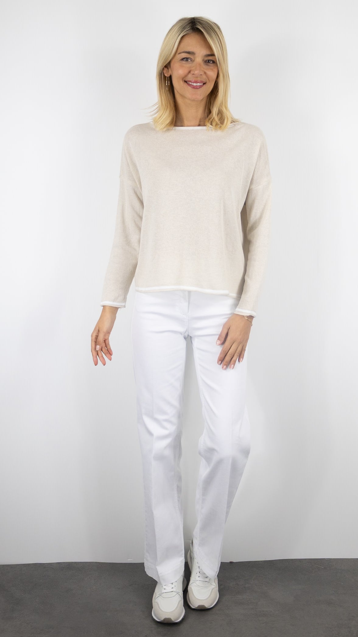 Pull col rond évasé Alexandre Laurent #COLOR_beige