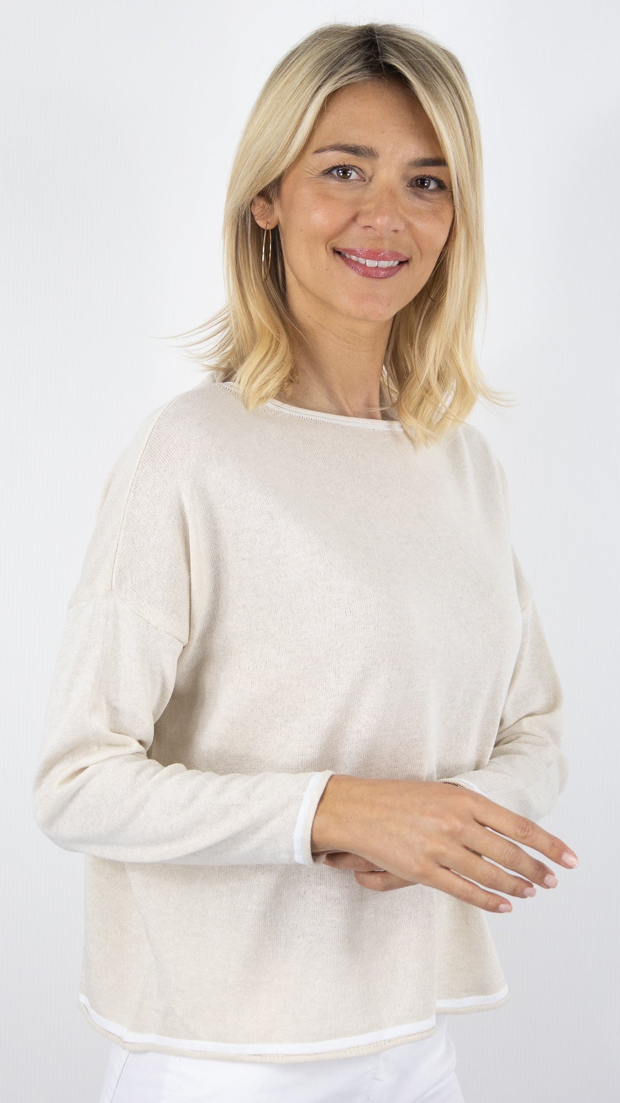 Pull col rond évasé Alexandre Laurent #COLOR_beige