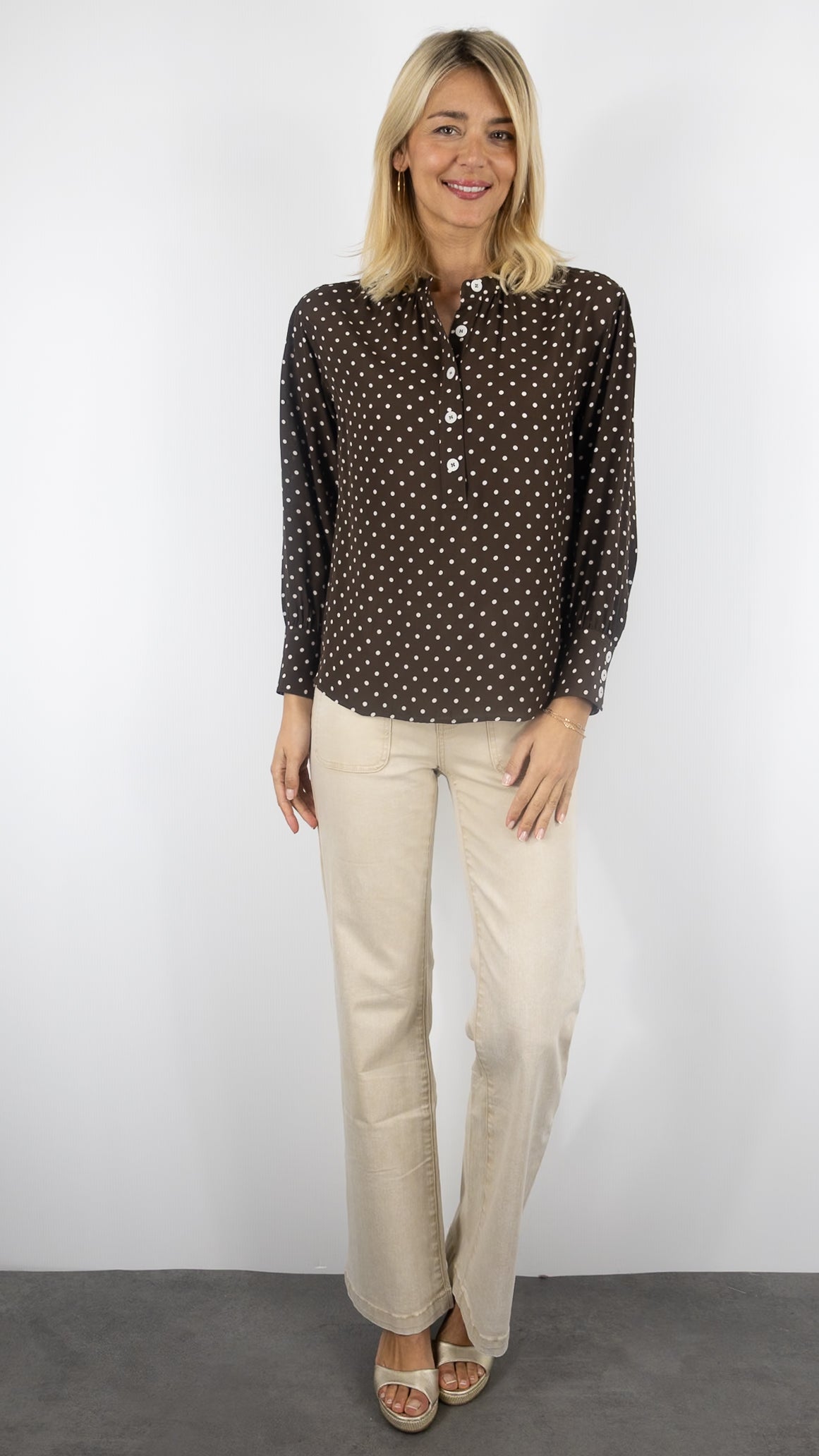 BLOUSE IMPRIME A POIS MARRON GERARD DAREL CAYANE