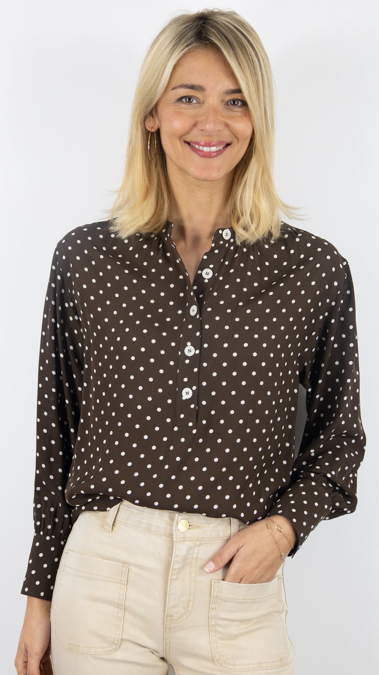 BLOUSE IMPRIME A POIS MARRON GERARD DAREL CAYANE