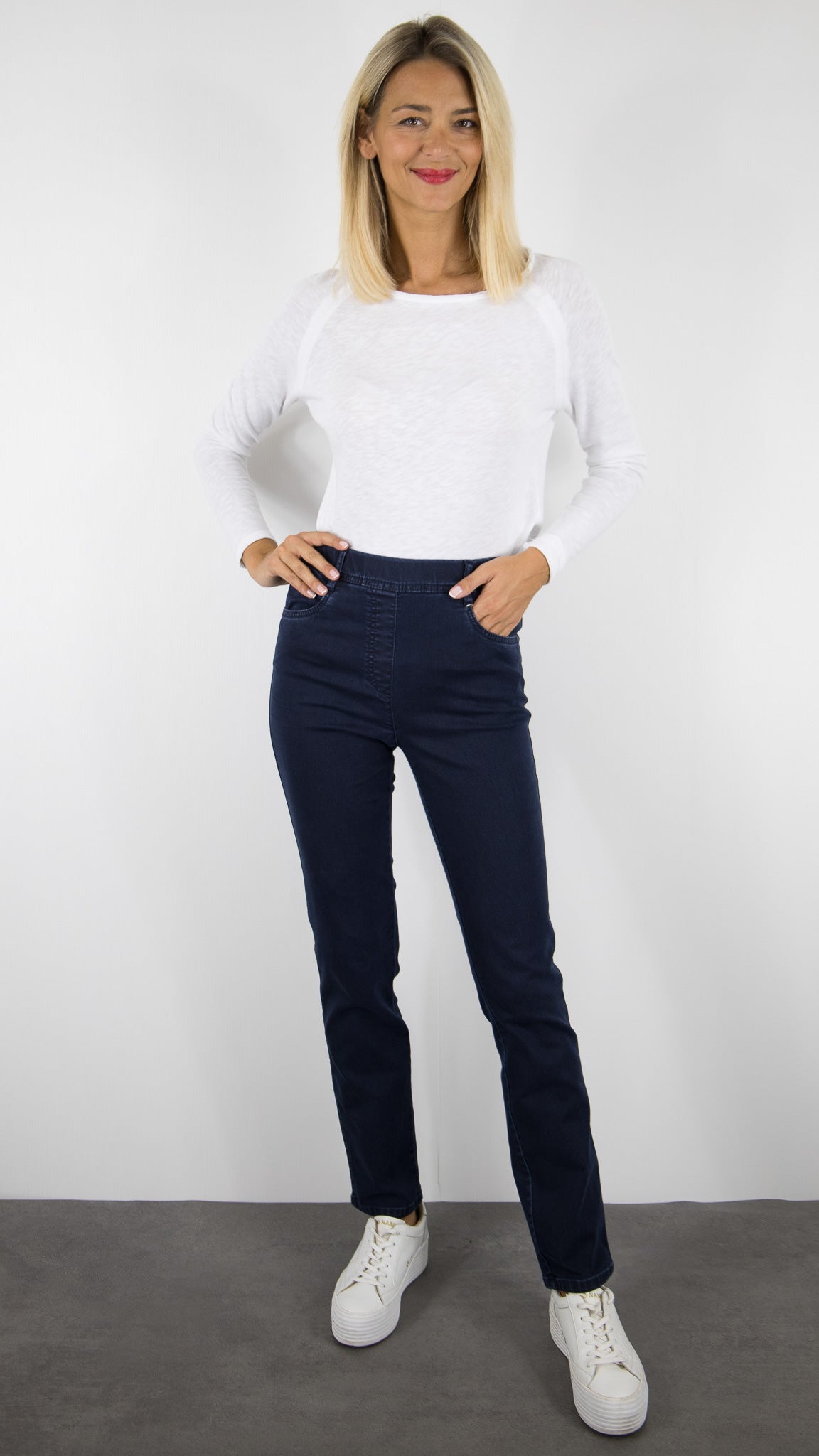 JEANS SLIM TAILLE ELASTIQUE FEMME TONI ALICE 21-31 2800-1 DARK BLUE