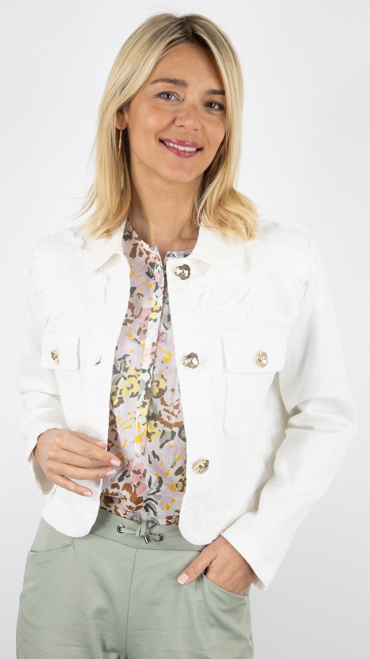 BLOUSON BRODE ECRU FEMME CAROLINE BISS 1888