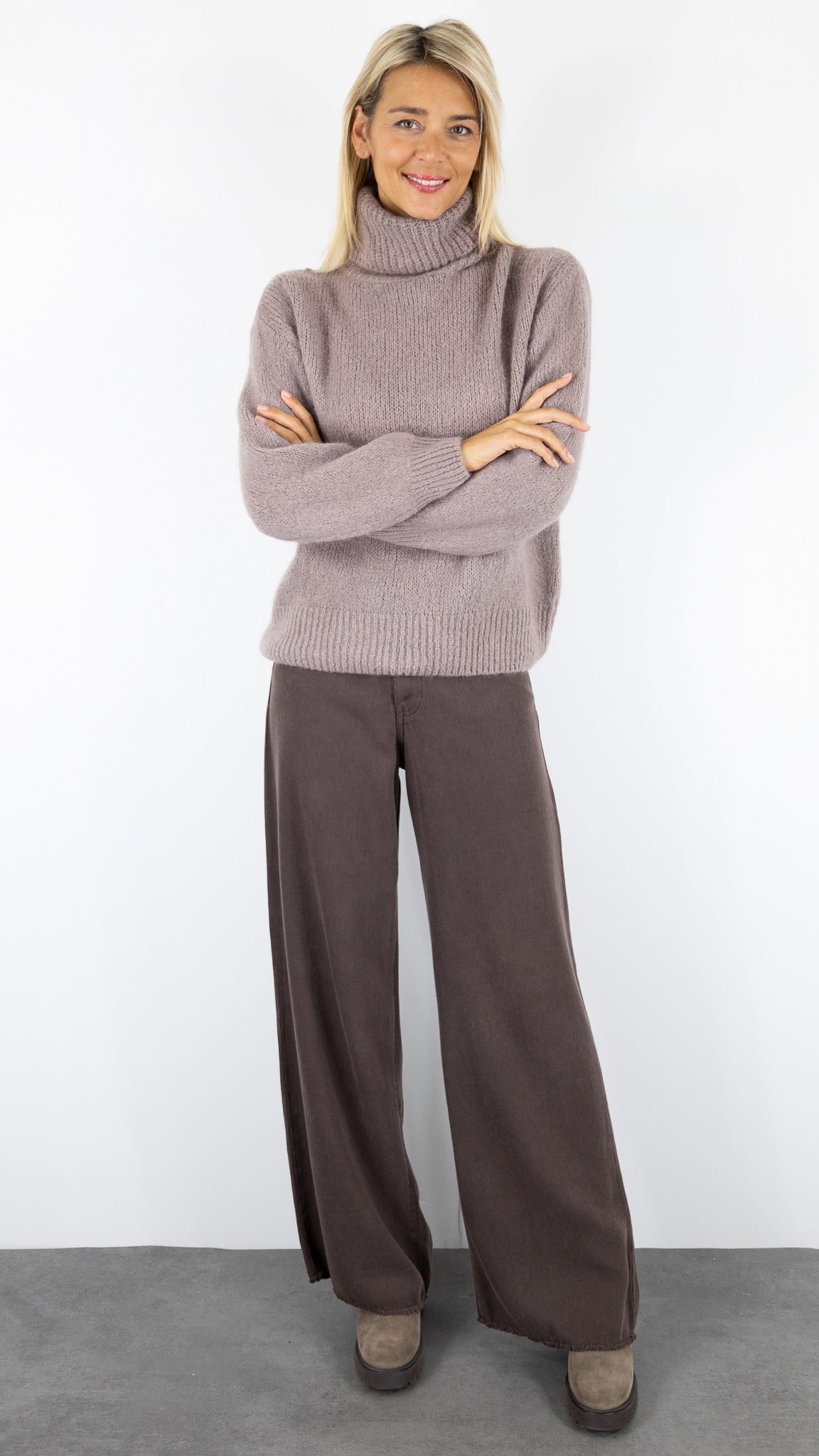 PULL COL ROULE 21172 NAIS TAUPE