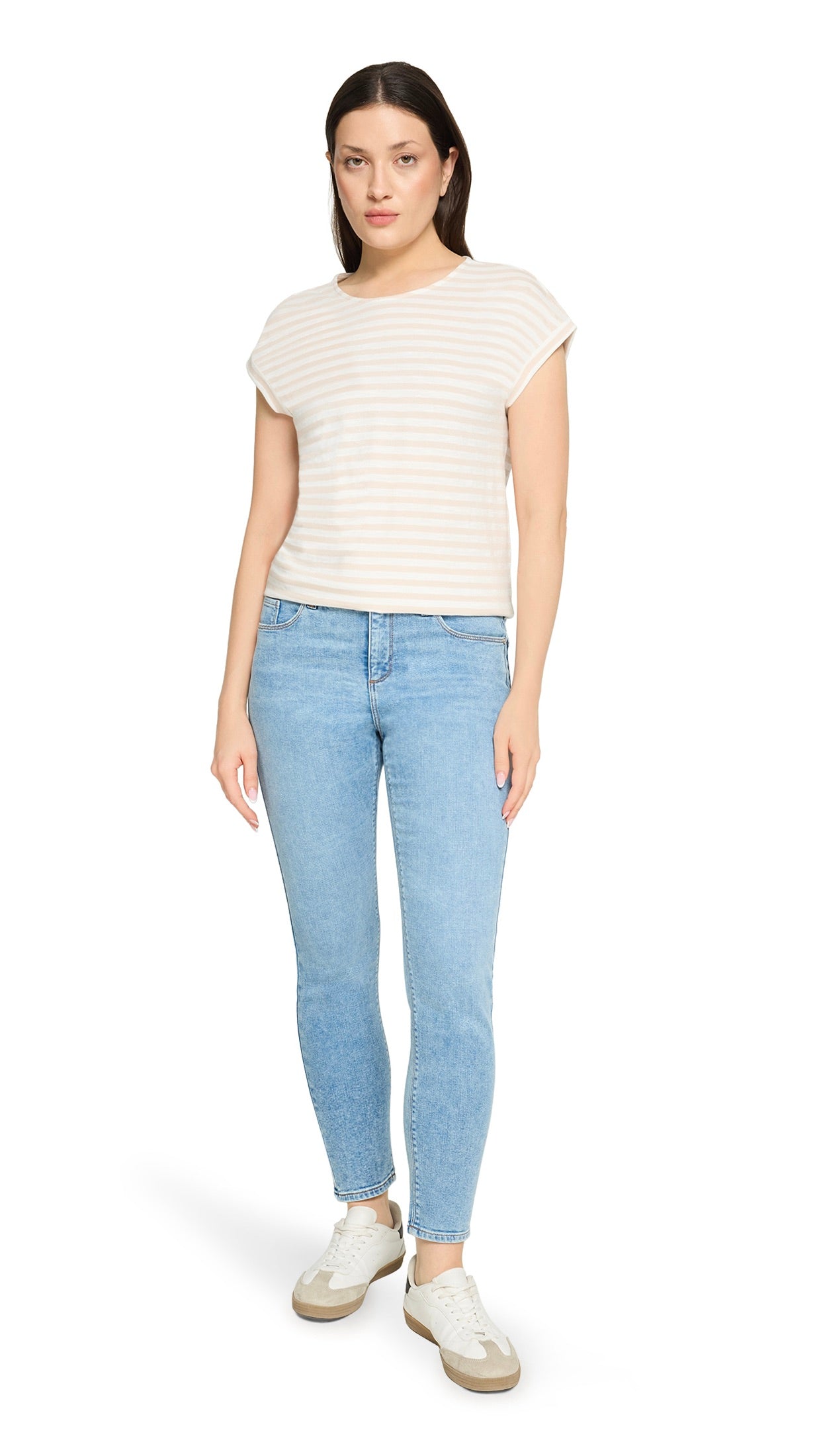 TEE-SHIRT MARINIERE EN COTON CREME BEIGE BETTY AND CO 2411/3146