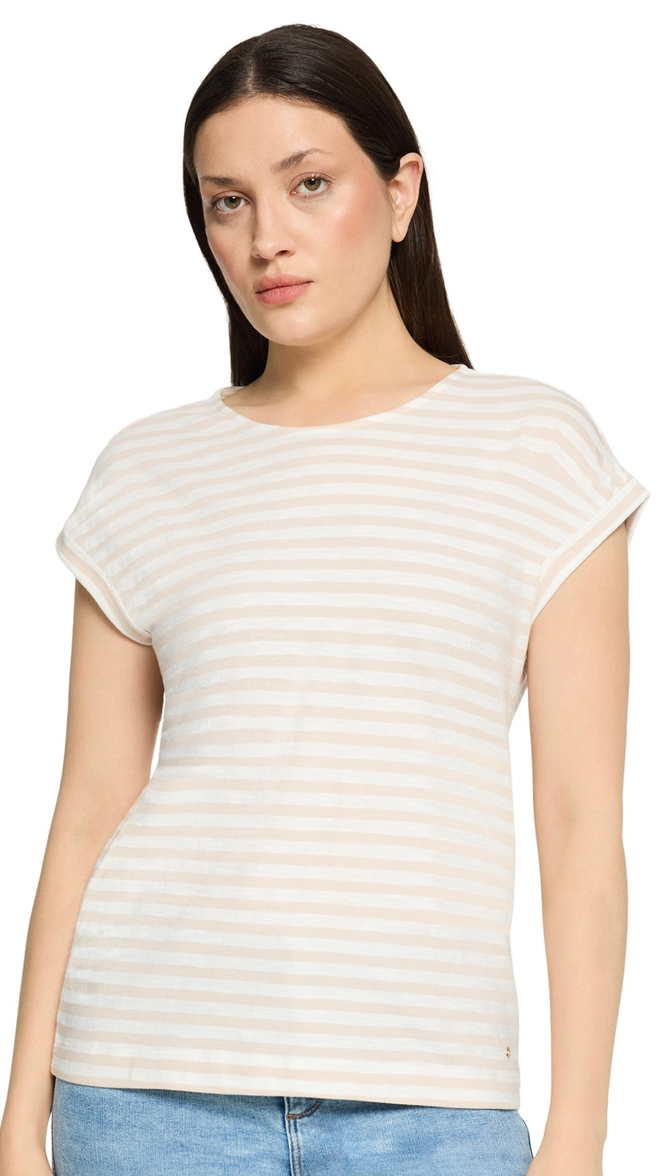 TEE-SHIRT MARINIERE EN COTON CREME BEIGE BETTY AND CO 2411/3146