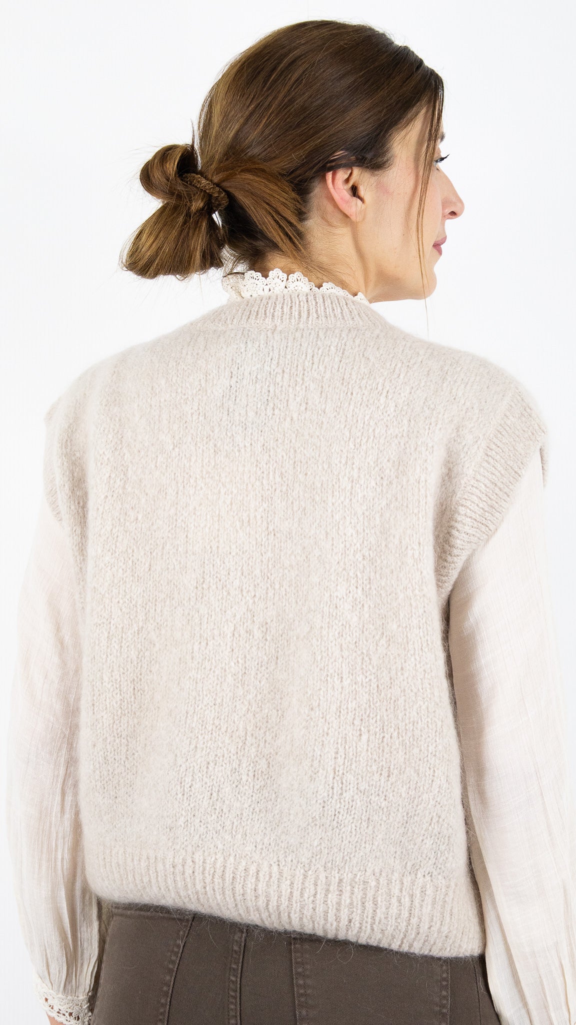 CARDIGAN ZIPPE EN MOHAIR NAIS 24144#COLOR_BEIGE