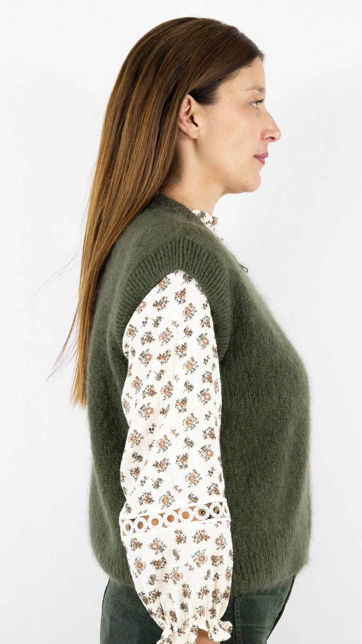 CARDIGAN ZIPPE EN MOHAIR NAIS 24144#COLOR_KAKI