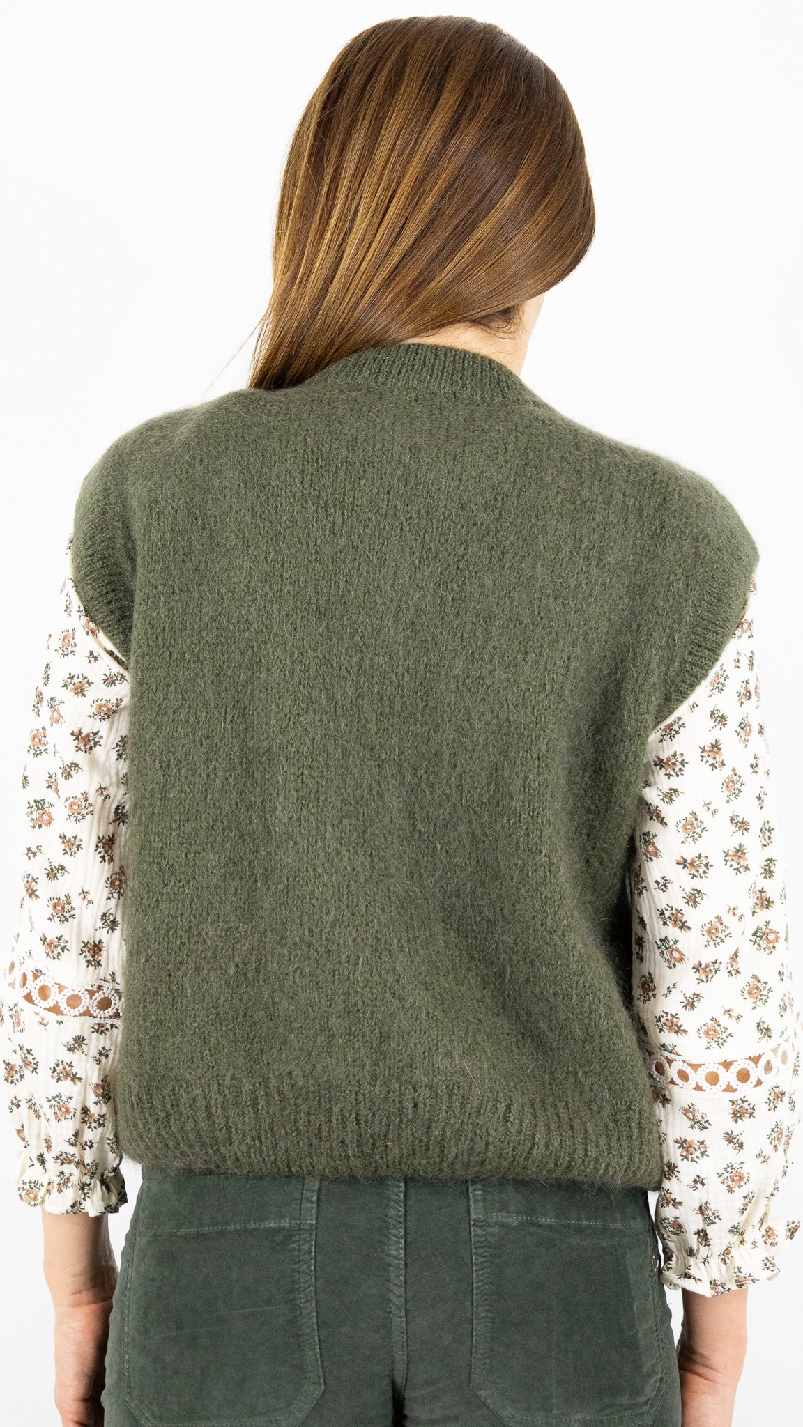 CARDIGAN ZIPPE EN MOHAIR NAIS 24144#COLOR_KAKI