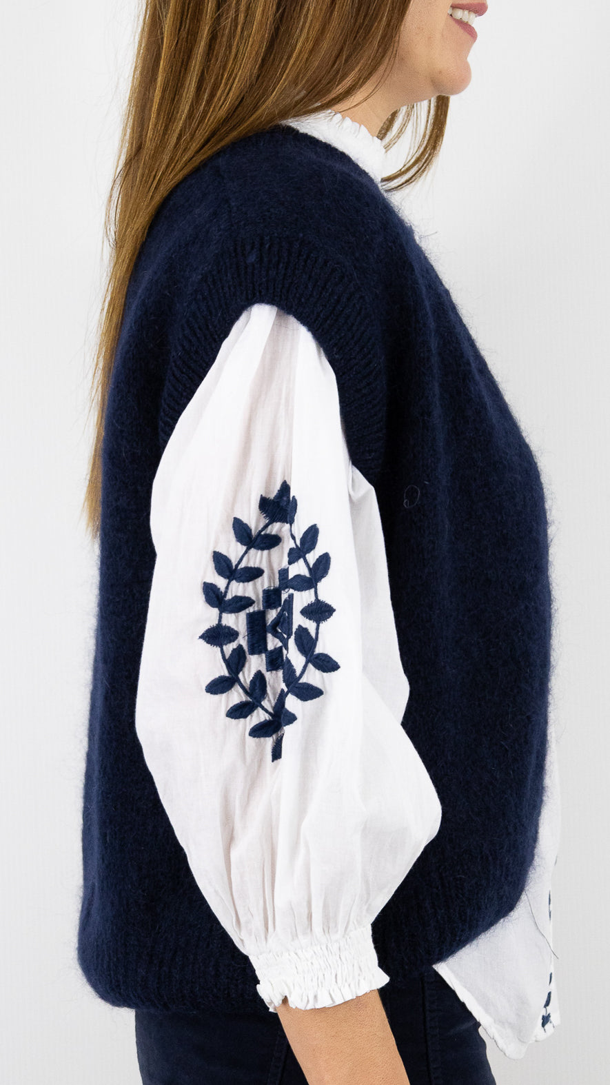 CARDIGAN ZIPPE EN MOHAIR NAIS 24144#COLOR_MARINE