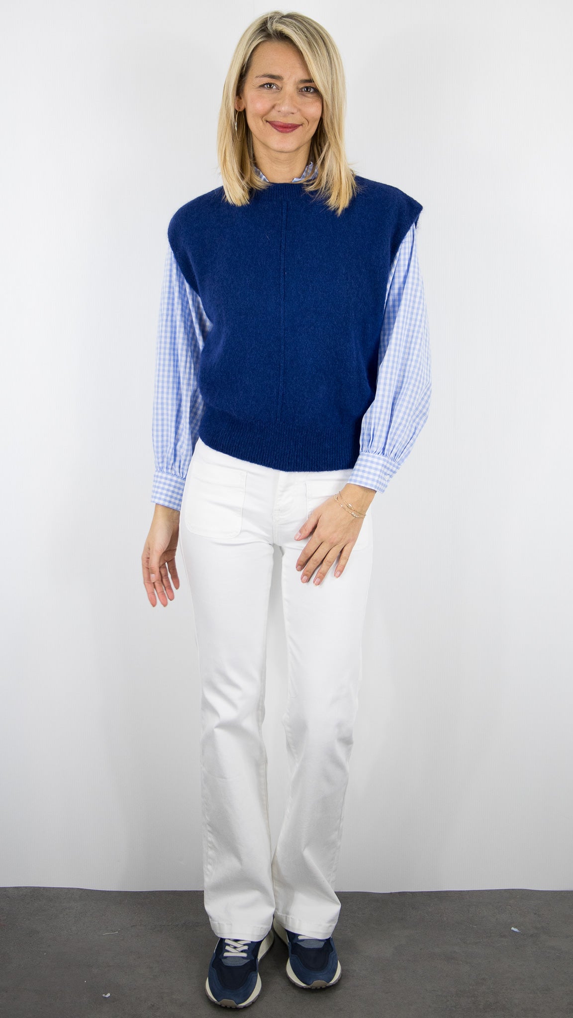PULL SANS MANCHES COUTURES APPARENTES POUR FEMME STUDIO PARISIEN 24203#COLOR_BLEU