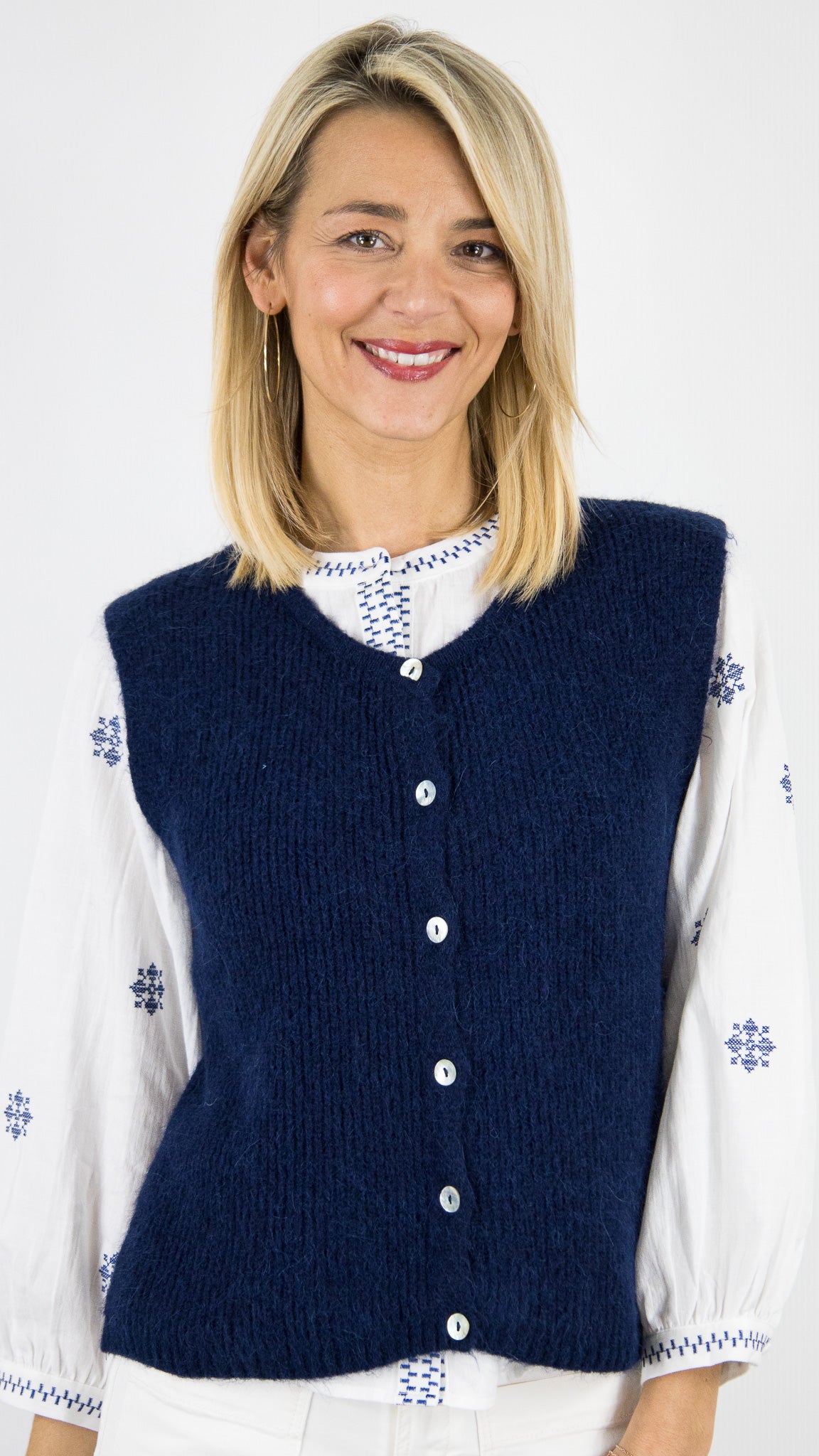 GILET V SANS MANCHES POUR FEMME ANDROMEDE 24699#COLOR_MARINE