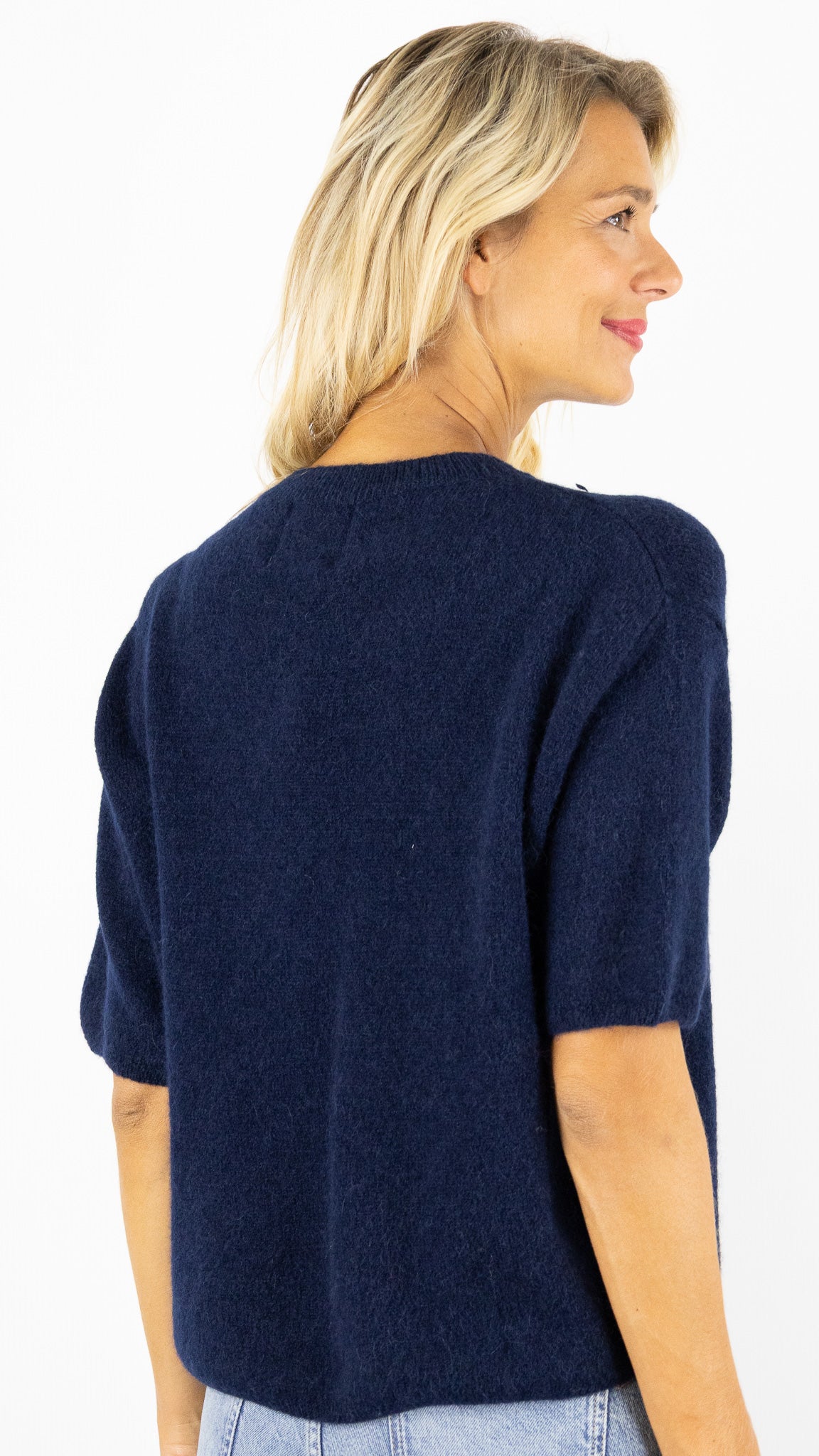 PULL COL ROND MANCHES COURTES STUDIO PARISIEN 25061#COLOR_BLEU