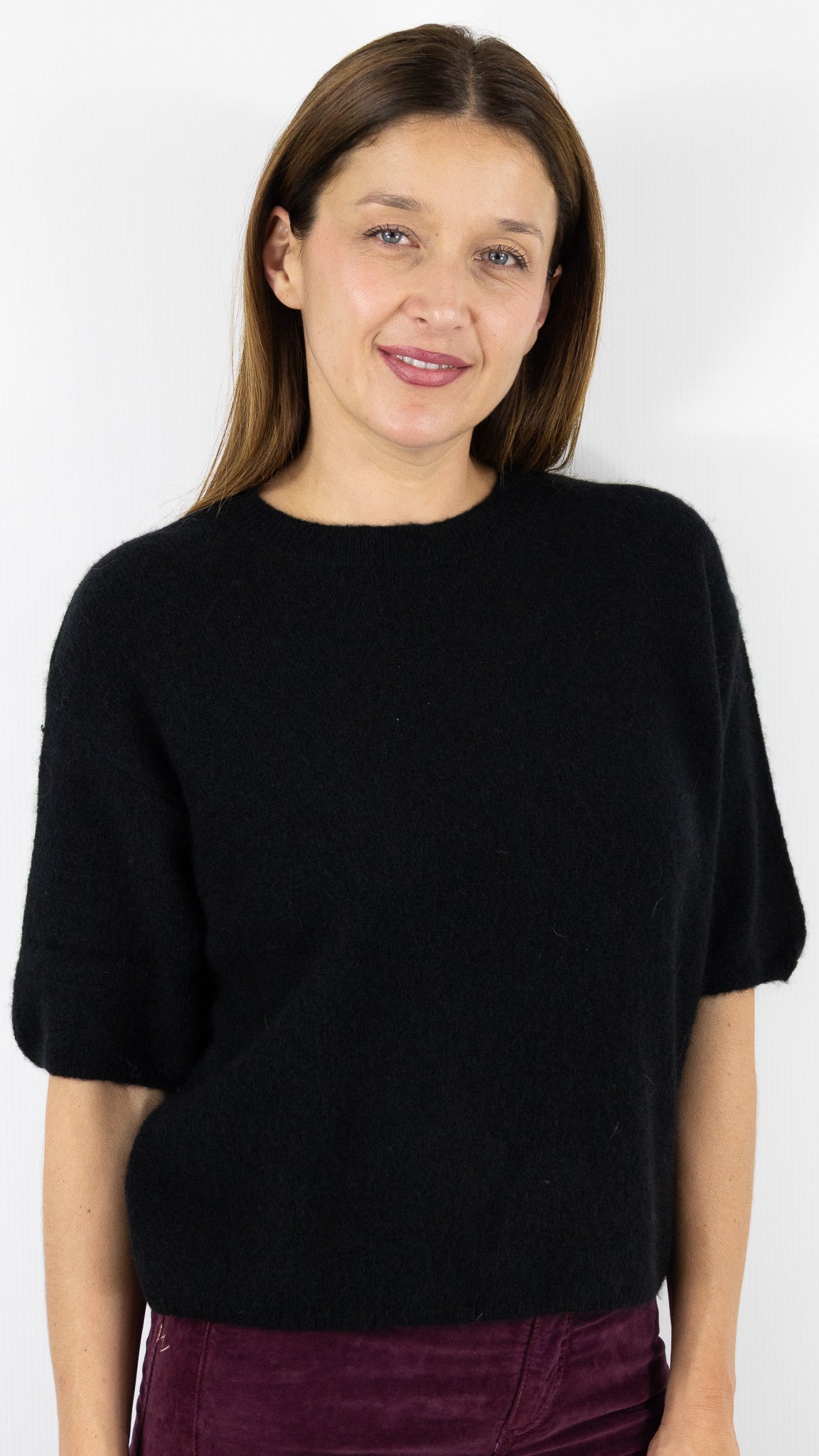 PULL COL ROND MANCHES COURTES STUDIO PARISIEN 25061#COLOR_NOIR