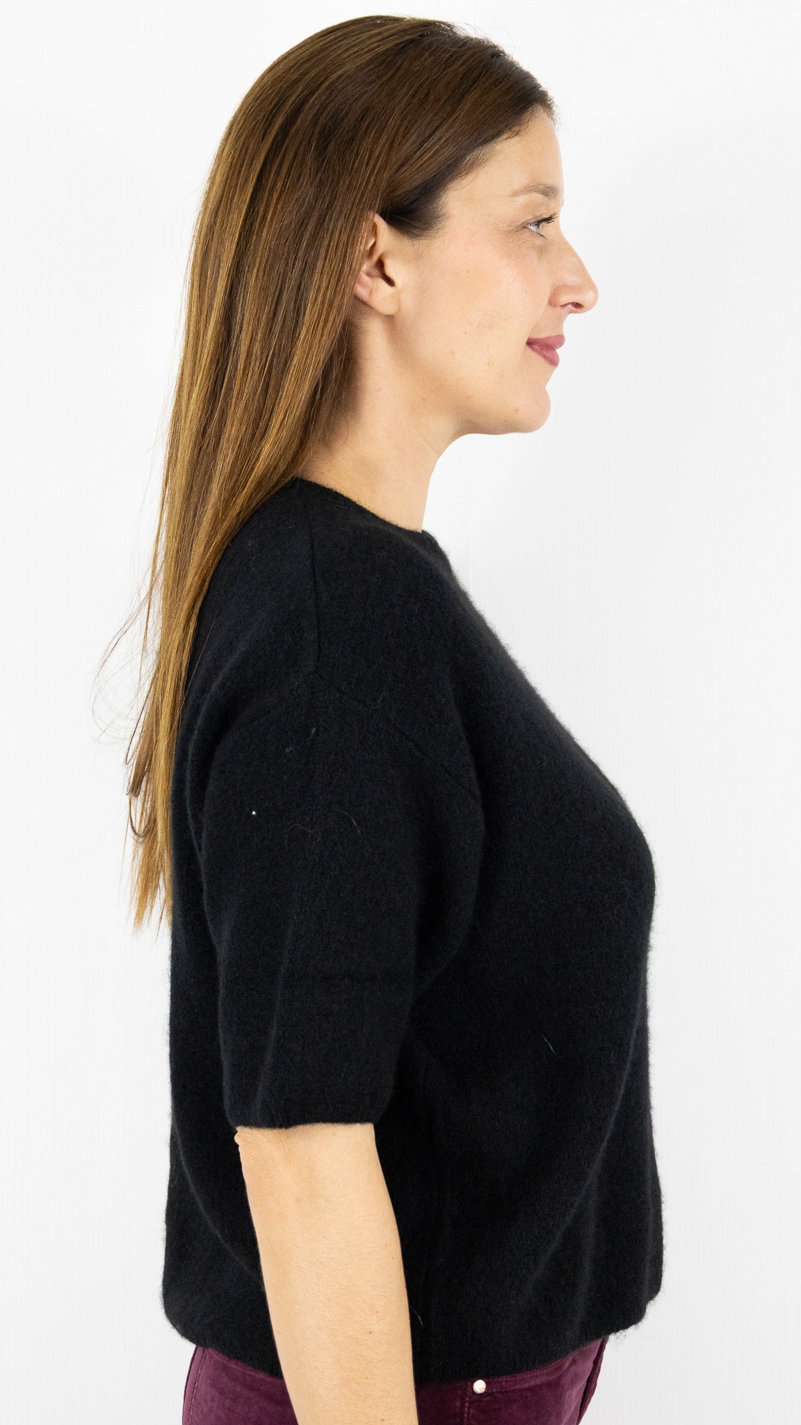 PULL COL ROND MANCHES COURTES STUDIO PARISIEN 25061#COLOR_NOIR