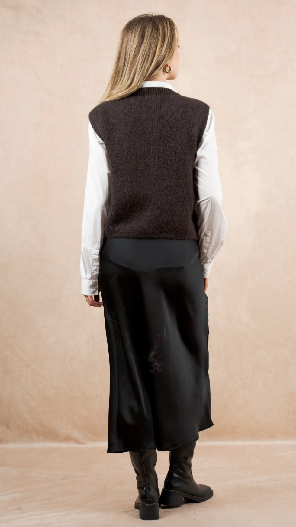 GILET SANS MANCHES EN KID MOHAIR POUR FEMME NAIS KM25069#COLOR_CHOCO