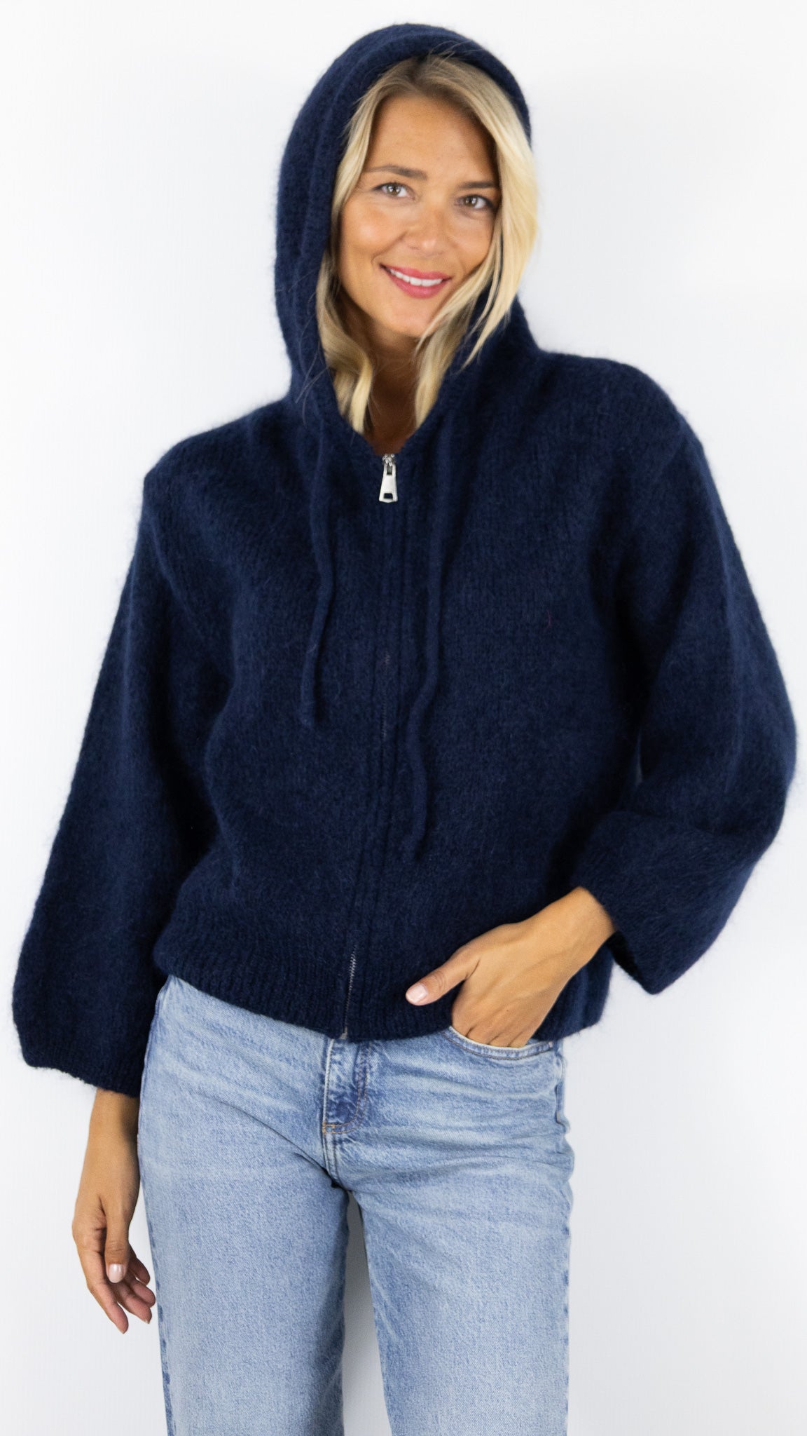 GILET ZIPPE A CAPUCHE NAIS 25090#COLOR_MARINE