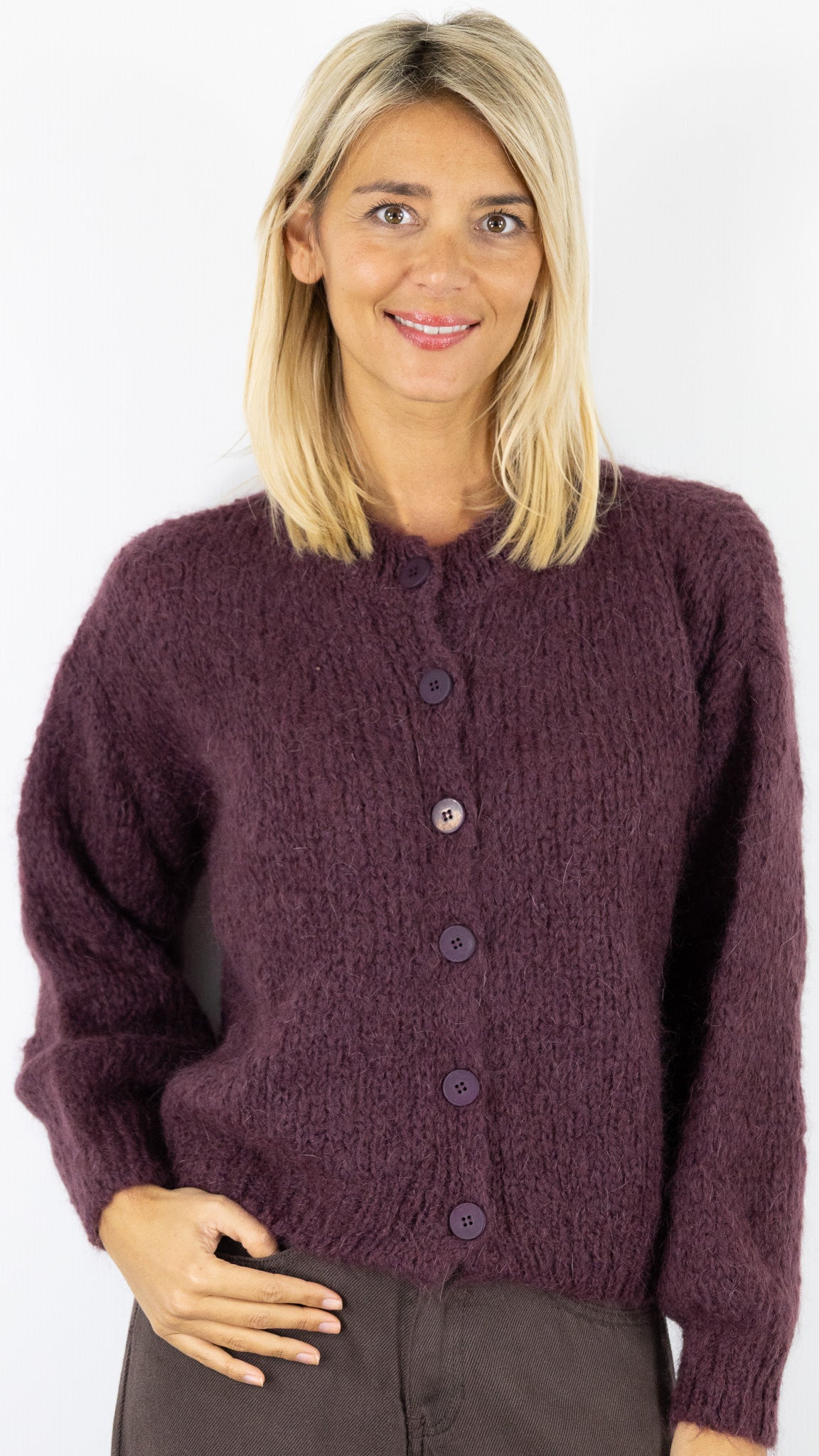 CARDIGAN GROSSE MAILLE 25109 NAIS#color_PRUNE