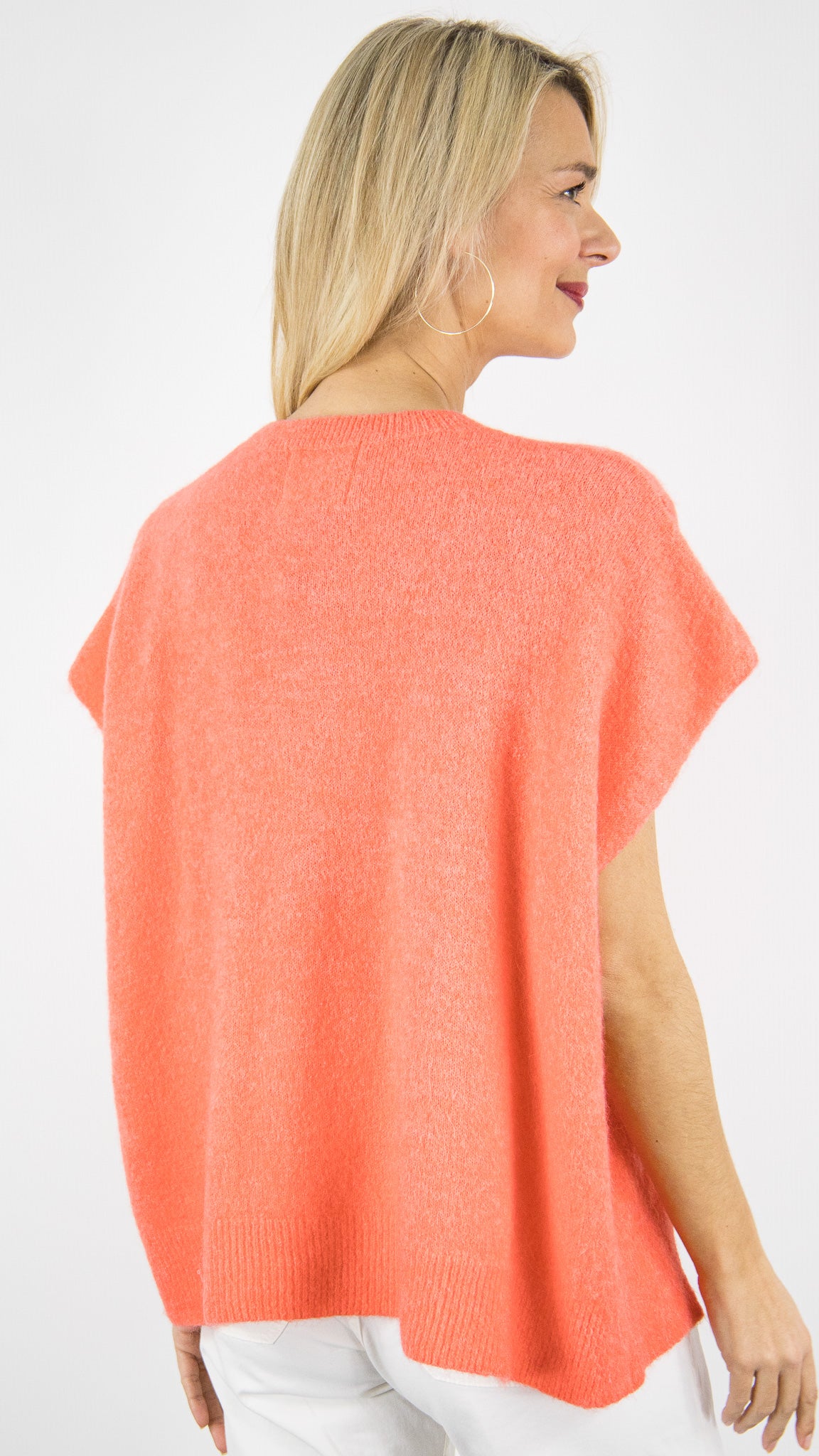 PULL AMPLE MANCHES COURTES FEMME STUDIO PARISIEN 25195#COLOR_ABRICOT