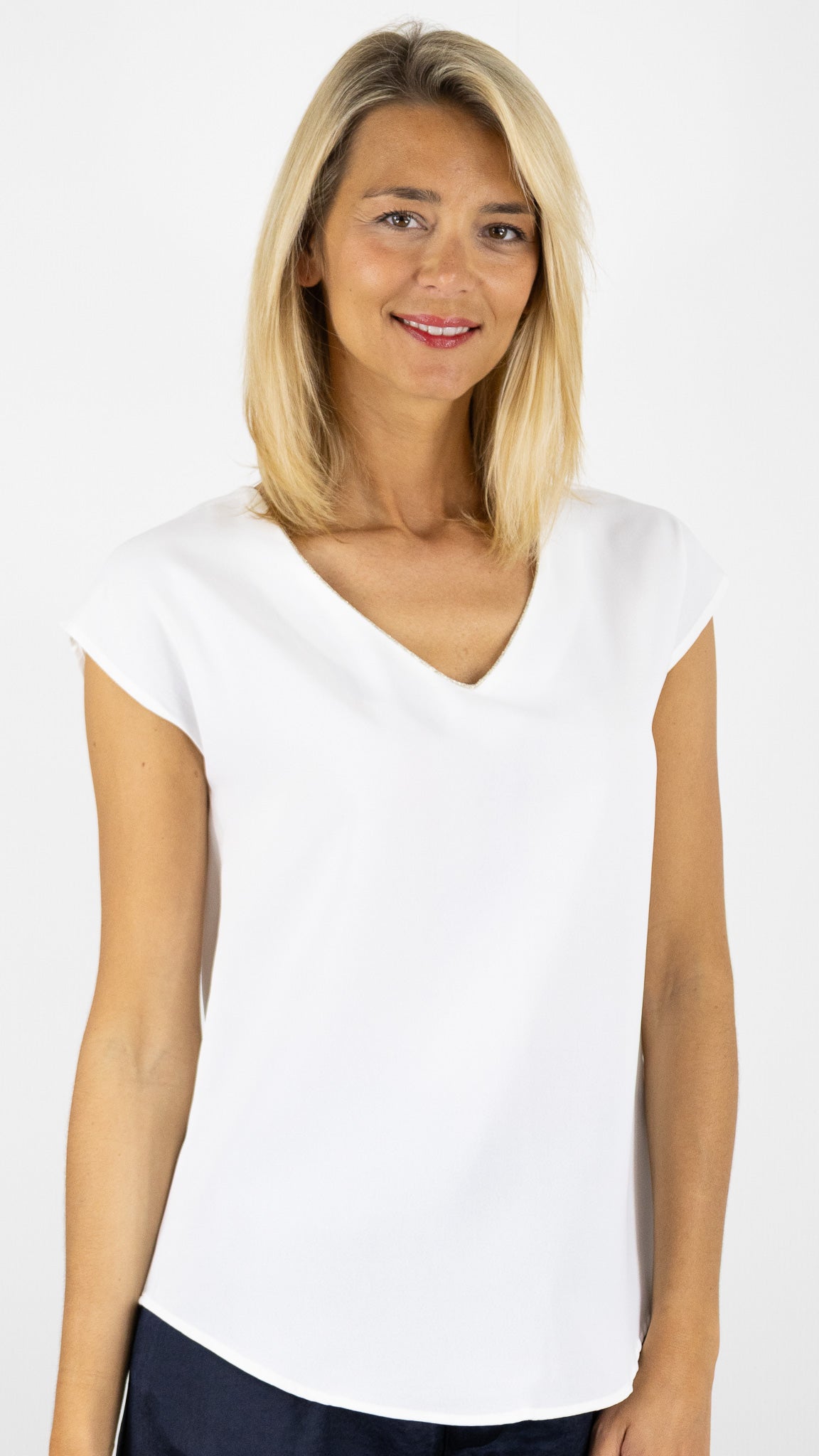 TOP V SATINE LAMÉ BY ONE 272N#COLOR_ECRU