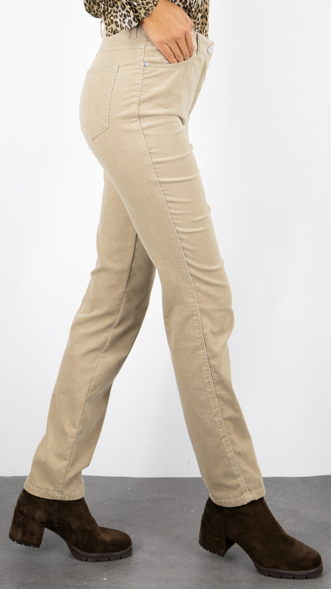 PANTALON DROIT EN VELOURS MILLERAIES POUR FEMME TONI BELOVE 31-01 1225-22#COLOR_073/BEIGE