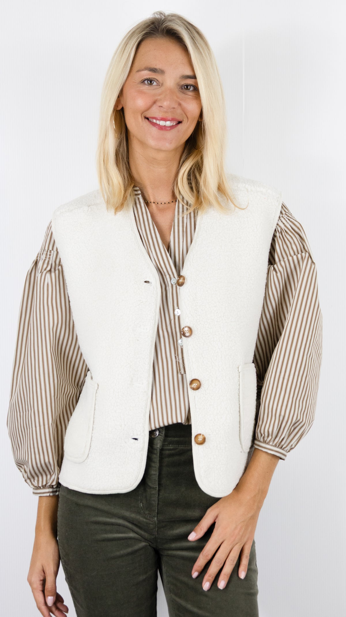 GILET VESTE SANS MANCHES MOUTON ECRU SEASON 16G430