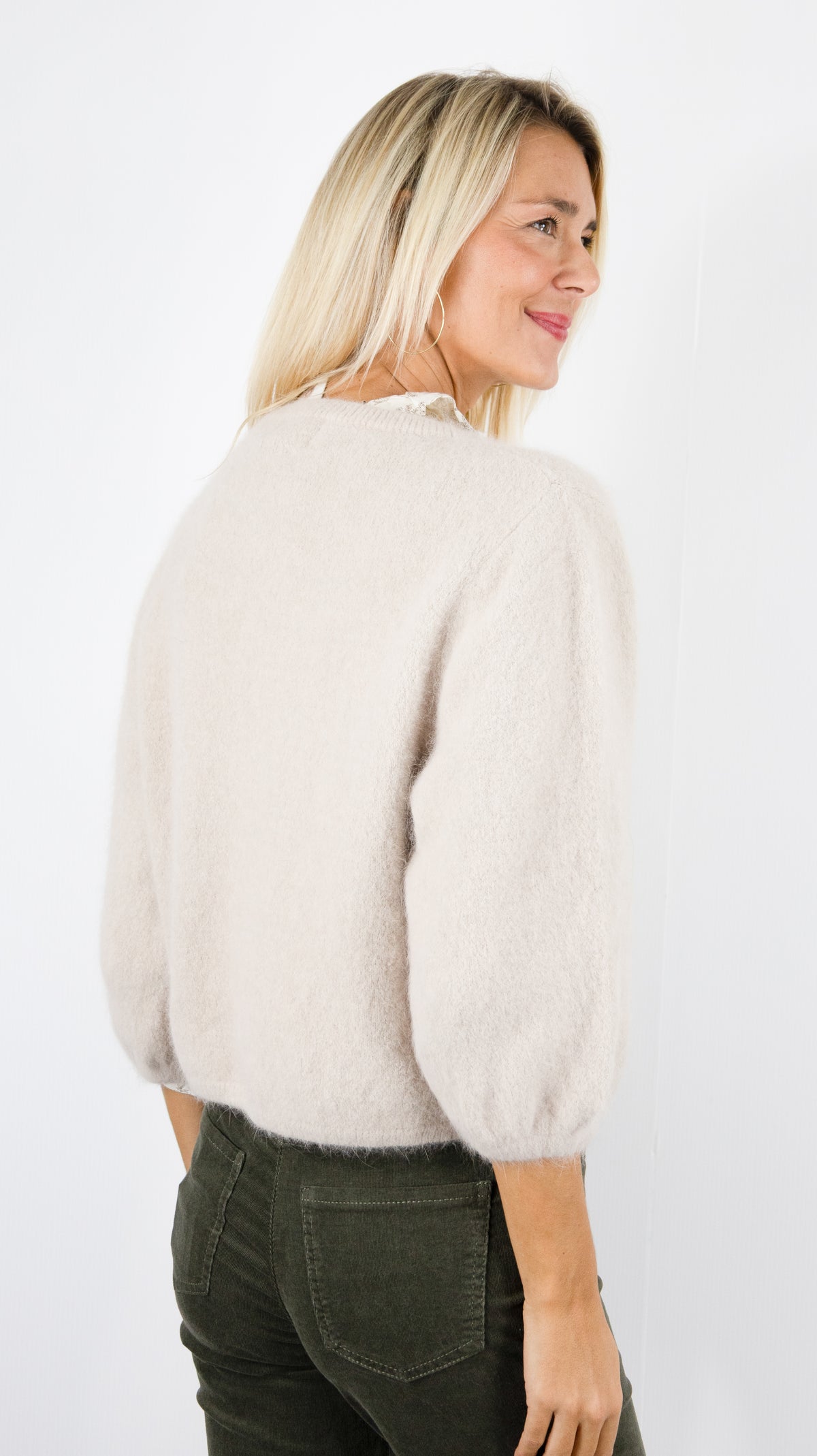CARDIGAN COURT POUR FEMME NAIS AN25660-1#COLOR_BEIGE