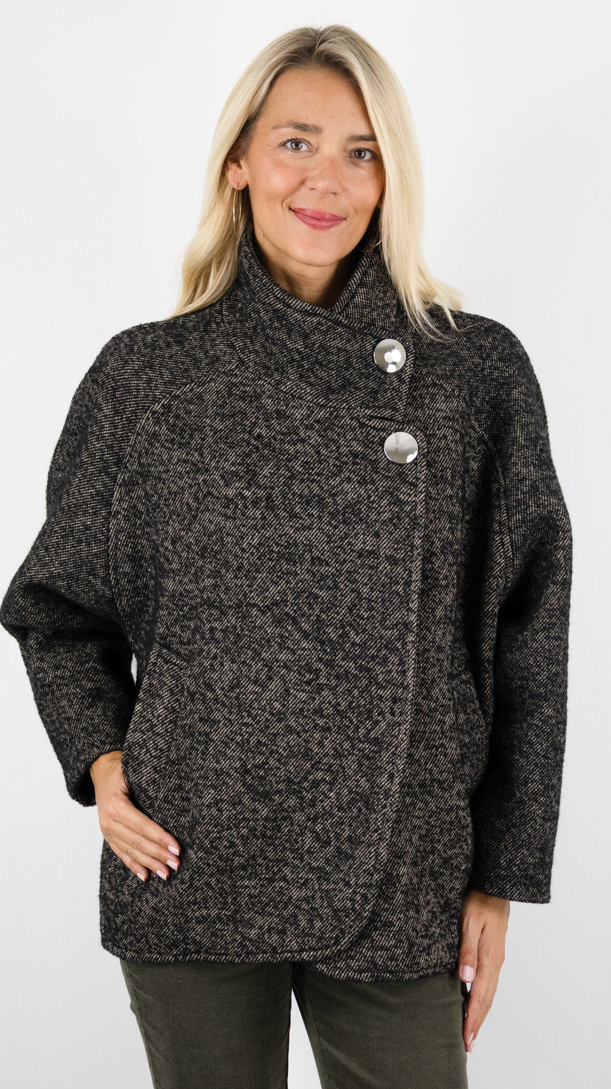 VESTE EN TWEED COL MONTANT NOIR NAOMI BASH