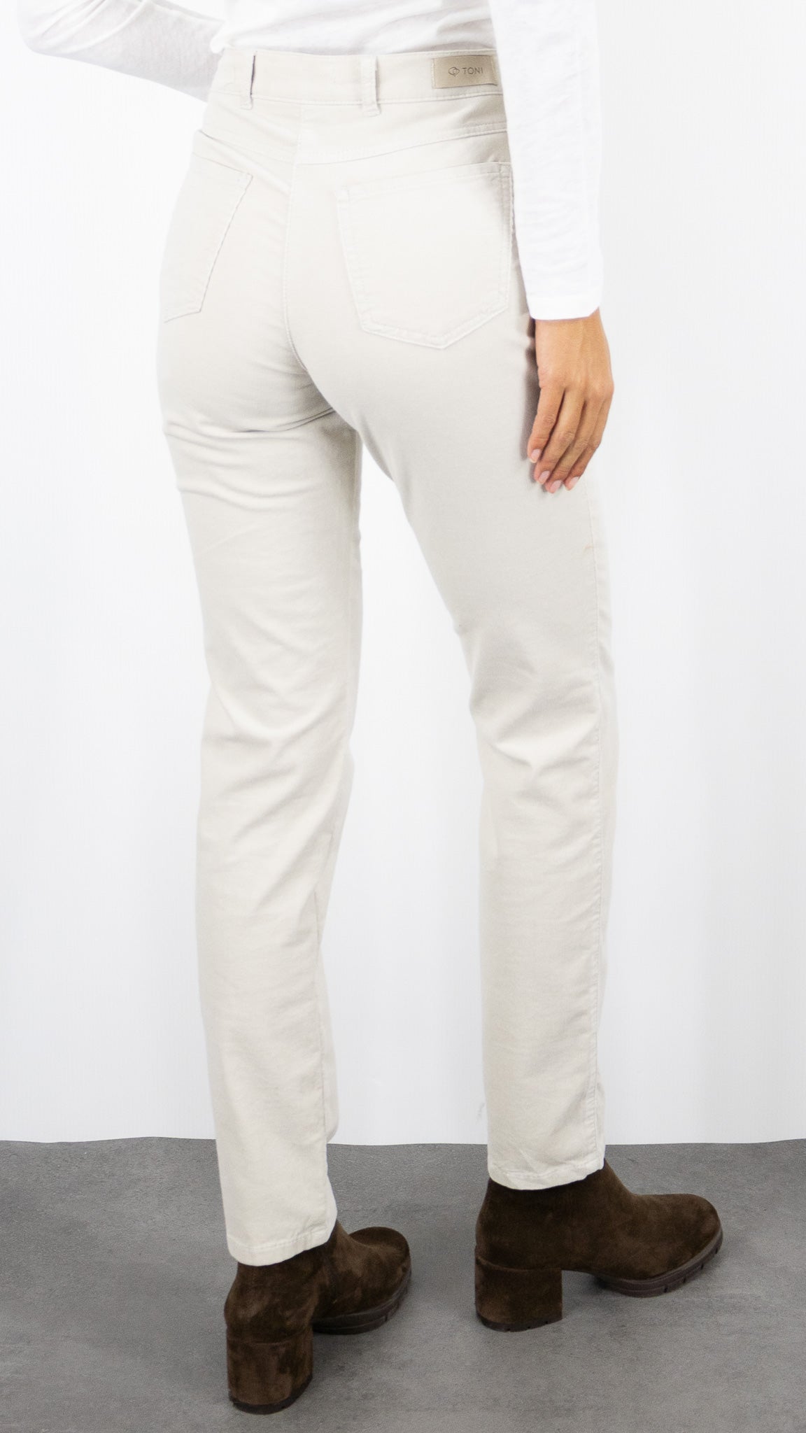 PANTALON DROIT EN VELOURS MILLERAIES POUR FEMME TONI BELOVE 31-01 1225-22#COLOR_083/ANTRACITE STONE