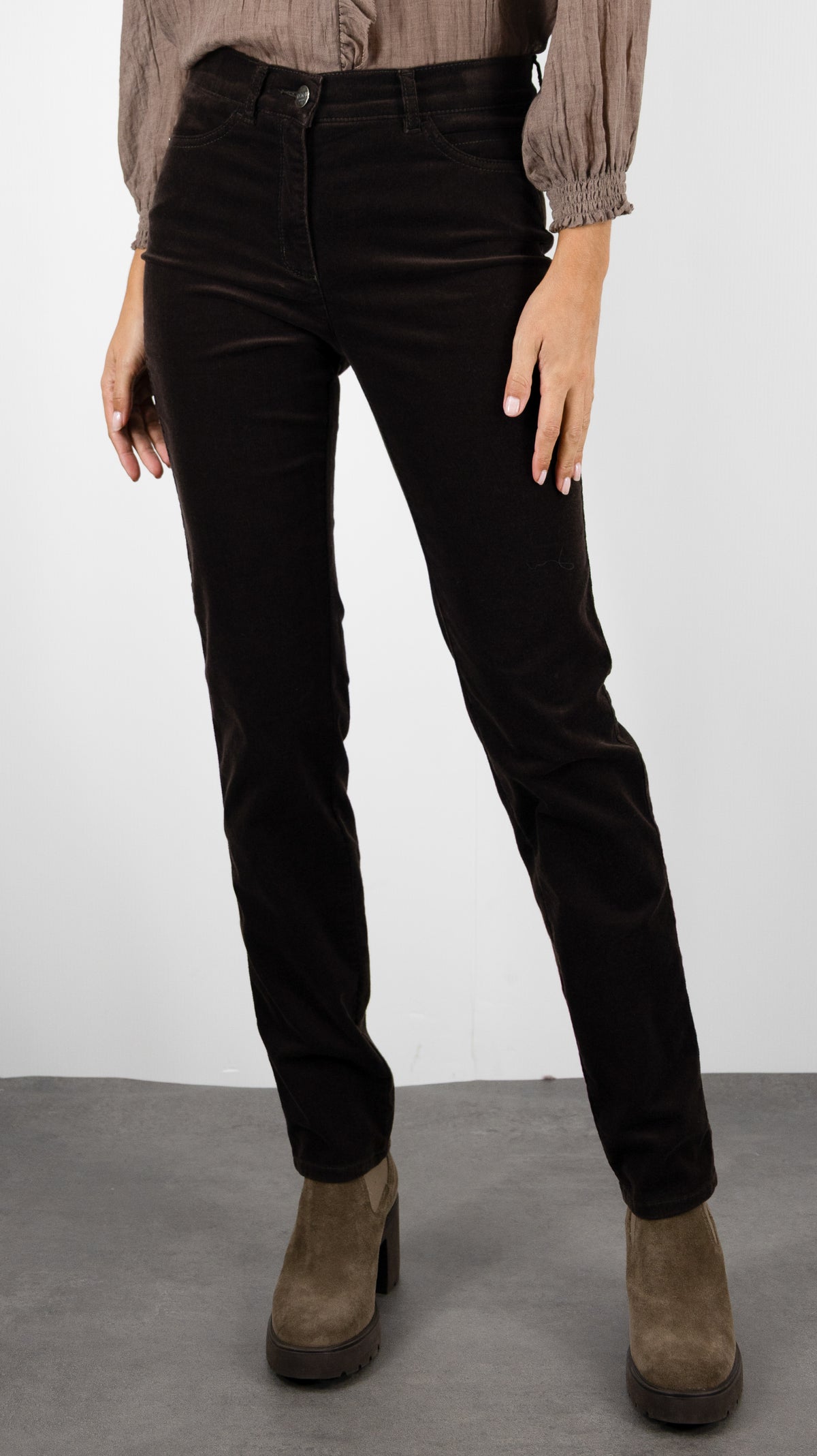 JEANS EN VELOURS POUR FEMME TONI 31-01 1225-22 BE LOVED#COLOR_79/DARK BROWN