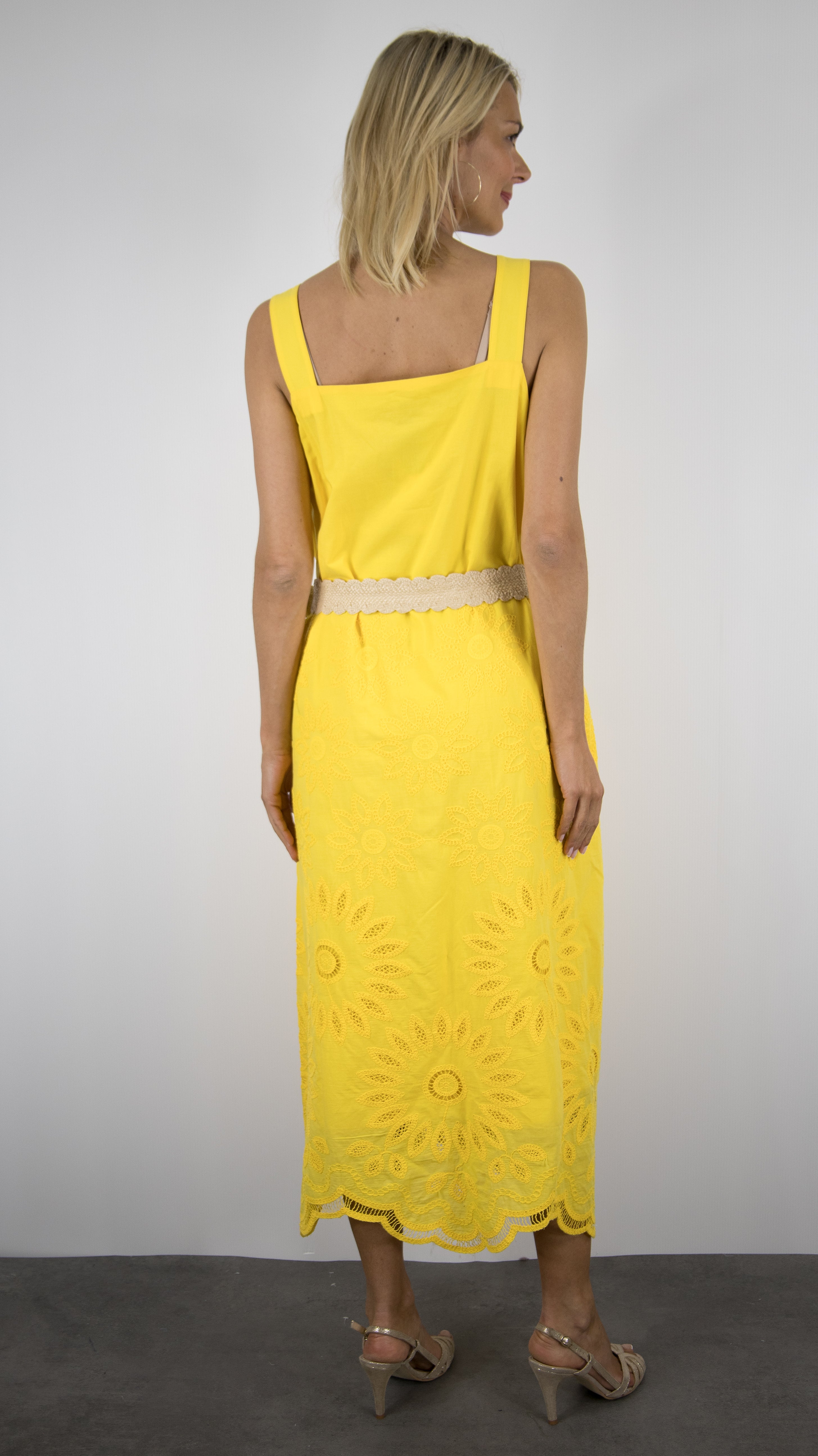 ROBE LONGUE A BRETELLES JAUNE CAROLINE BISS 3108