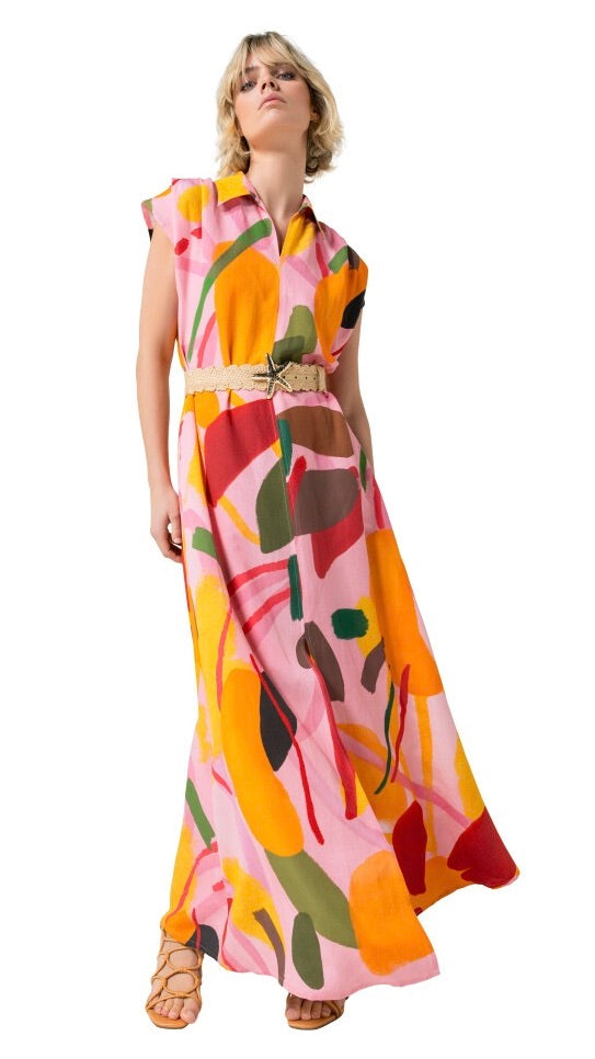 ROBE LONGUE IMPRIMEE MANCHES COURTES CAROLINE BISS 3154