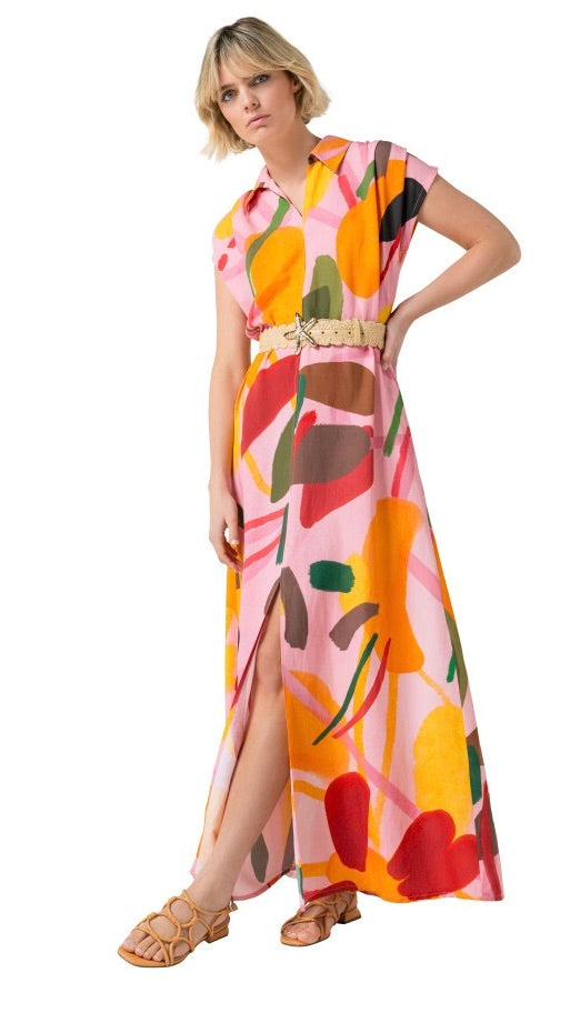 ROBE LONGUE IMPRIMEE MANCHES COURTES CAROLINE BISS 3154