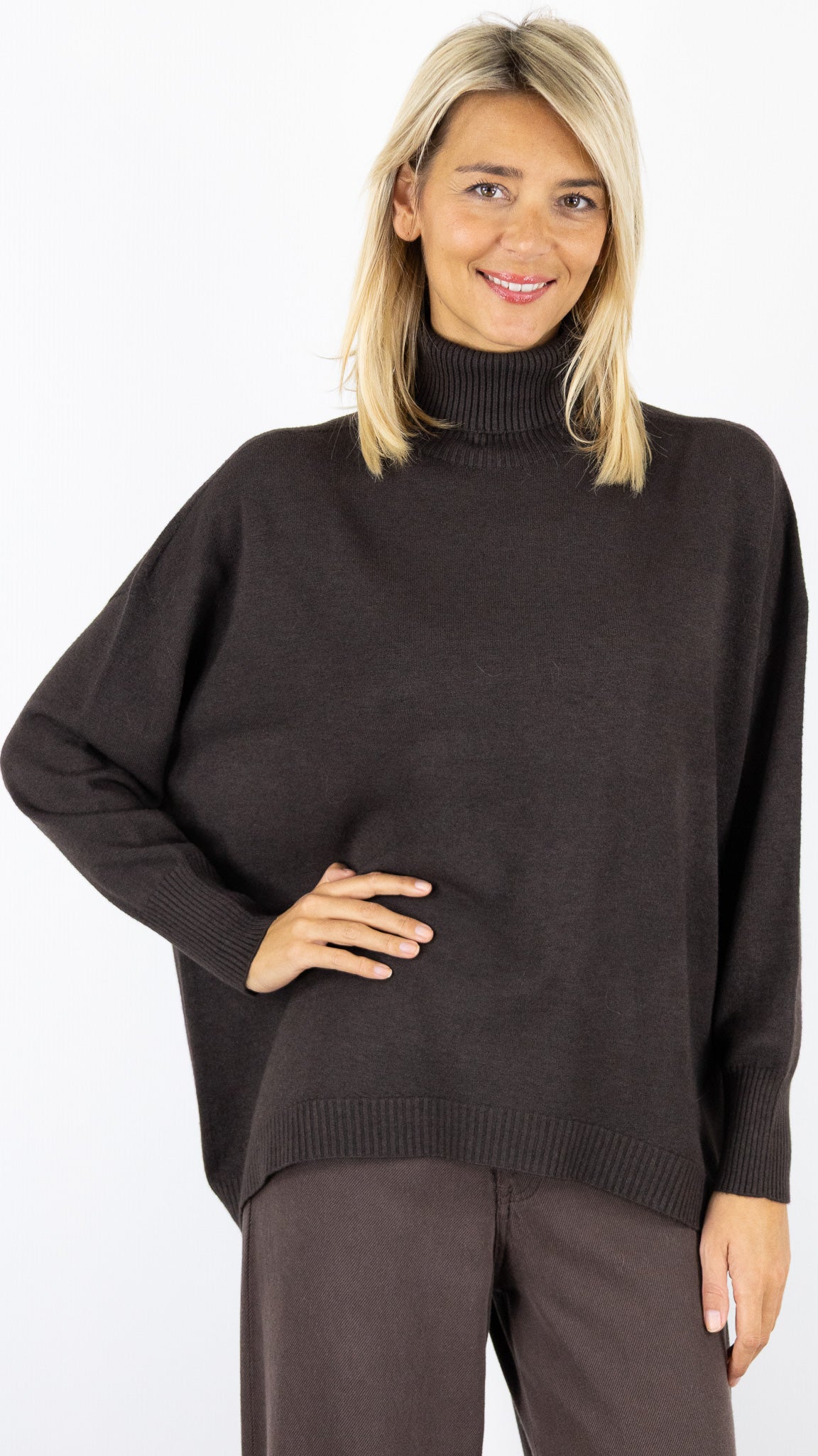 PULL COL ROULE AMPLE 36017 MAX ET ENJOY#color_MARRON