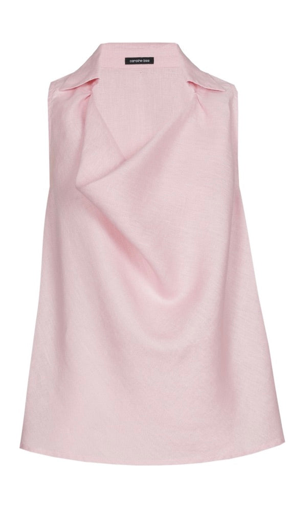 TOP DEBARDEUR EN LIN ROSE CAROLINE BISS 3676