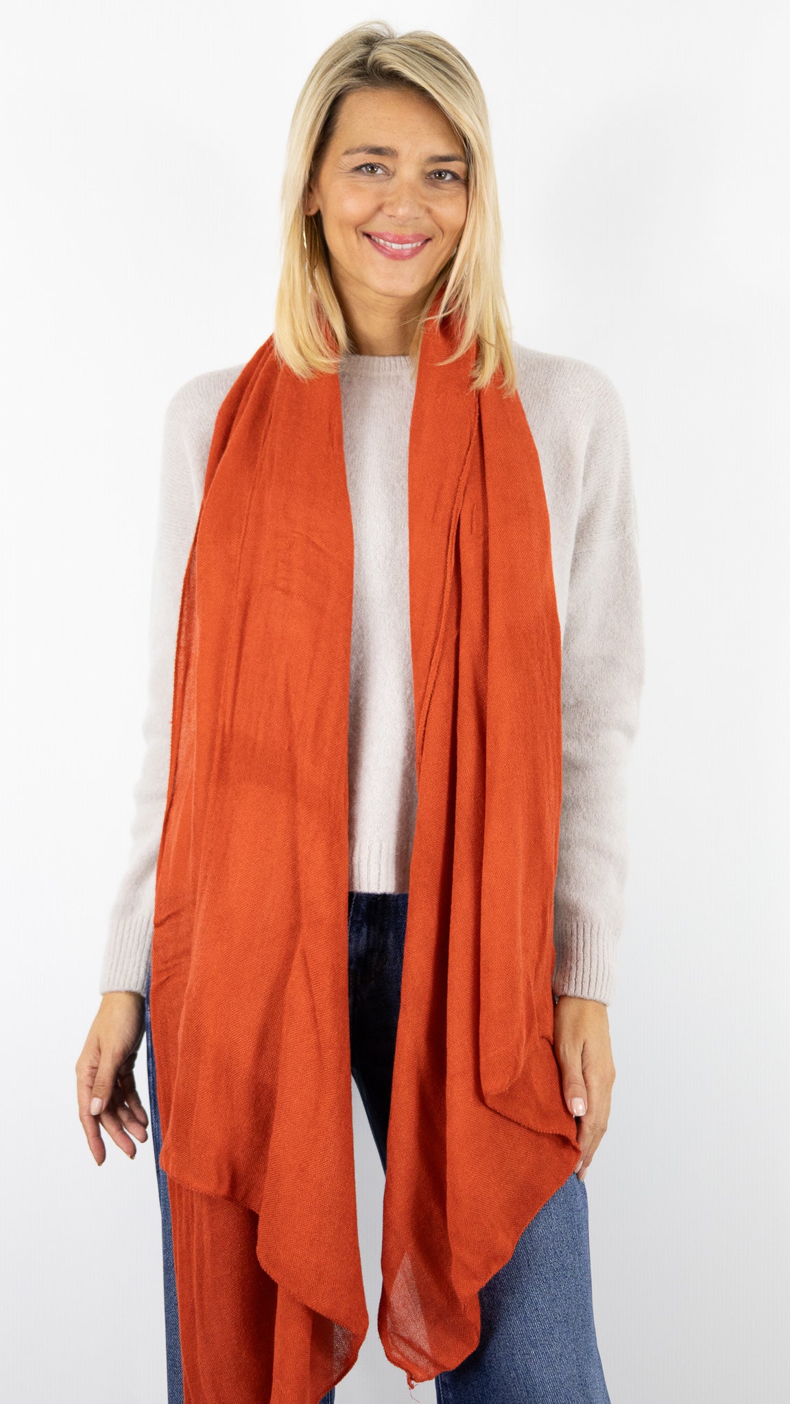 ECHARPE DOUCE BORD A BORD VOUS 39645#COLOR_0953/ORANGE FONCE