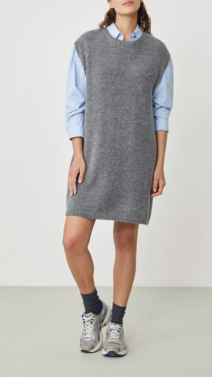 ROBE SANS MANCHES EN MAILLE MYRELLA HARRIS WILSON GRIS ANTHRACITE
