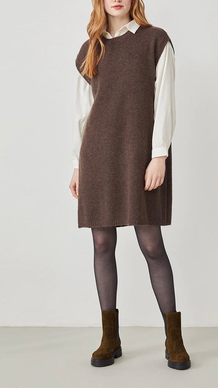 ROBE SANS MANCHES EN MAILLE MYRELLA HARRIS WILSON CHOCOLAT