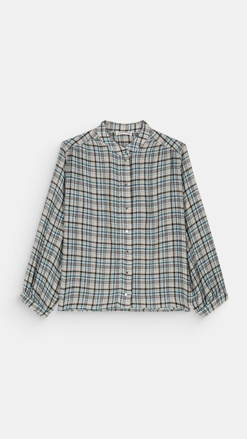 BLOUSE A CARREAUX AVRIL HARRIS WILSON NUAGE CIEL