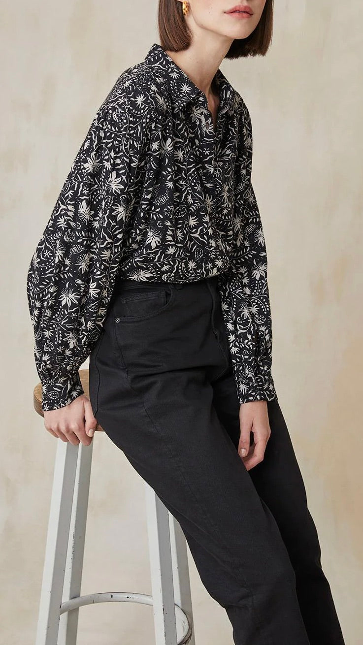 CHEMISE AMPLE IMPRIMEE HARRIS WILSON ALICE NOIR ECRU