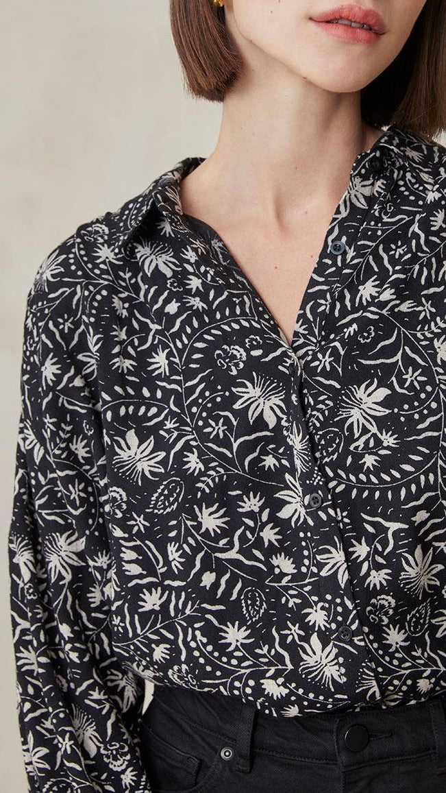 CHEMISE AMPLE IMPRIMEE HARRIS WILSON ALICE NOIR ECRU