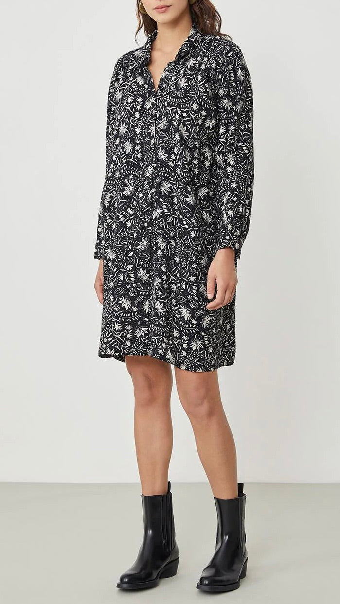 ROBE FLUIDE IMPRIMEE HARRIS WILSON ALISSON ECRU NOIR