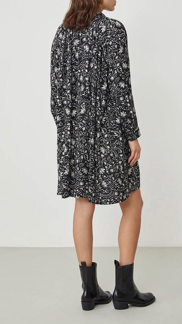 ROBE FLUIDE IMPRIMEE HARRIS WILSON ALISSON ECRU NOIR