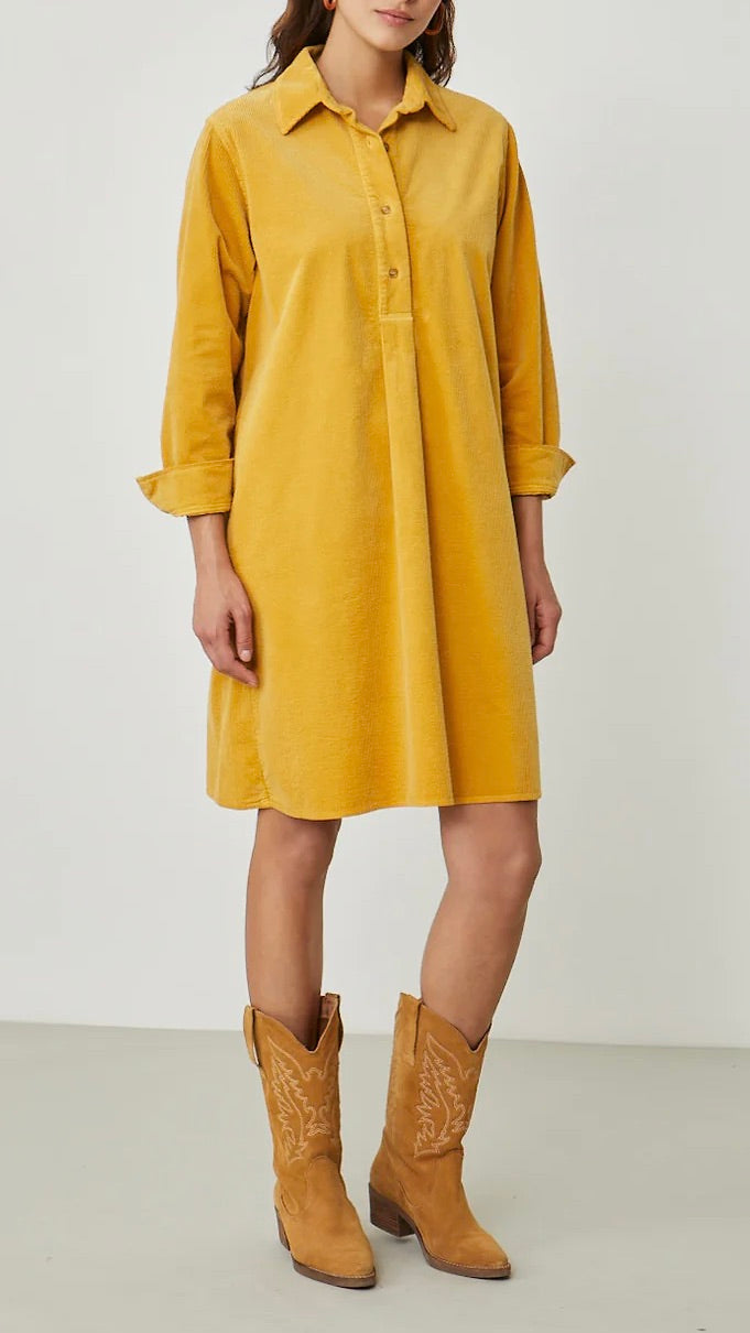 ROBE CHEMISE EN VELOURS COTELE ARIELLE HARRIS WILSON TOURNESOL AMBRE