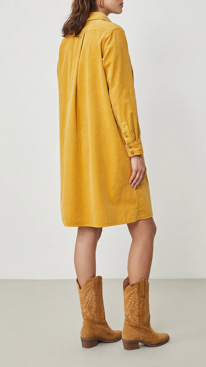 ROBE CHEMISE EN VELOURS COTELE ARIELLE HARRIS WILSON TOURNESOL AMBRE
